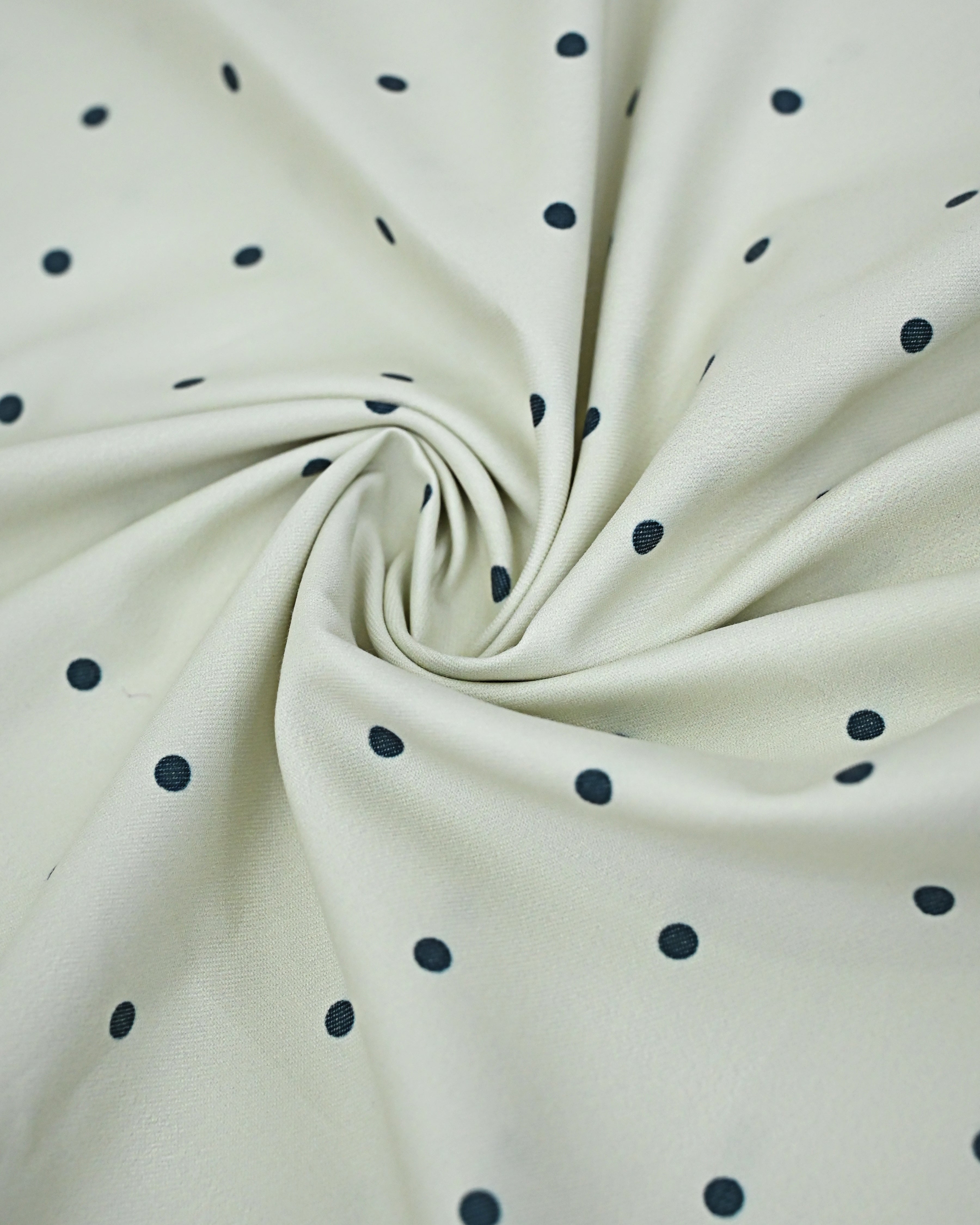 Ivory Green Dots RCJ With Smart Dark Leafy Panel With Quilted Masallah & Smart Border Dupatta