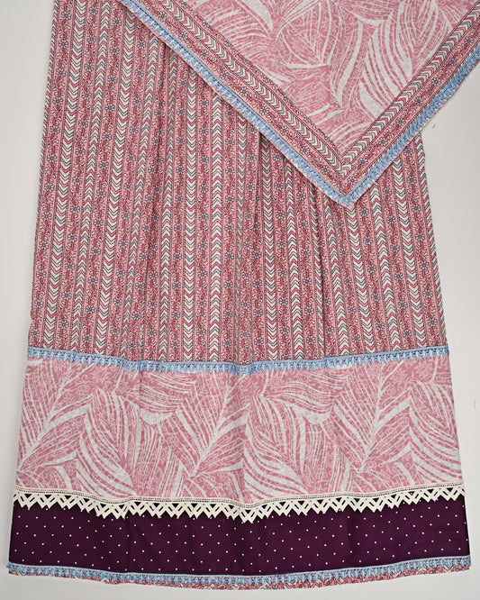 Smart Floral Batik Jodi With Smart Panel & Batik Dupatta With Border