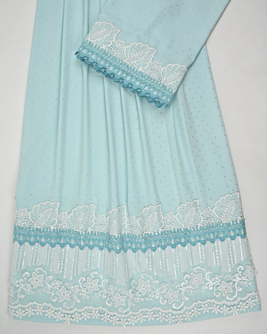 Light Blue All Over Tikri Rida With Smart Floral & Sequence Lacing