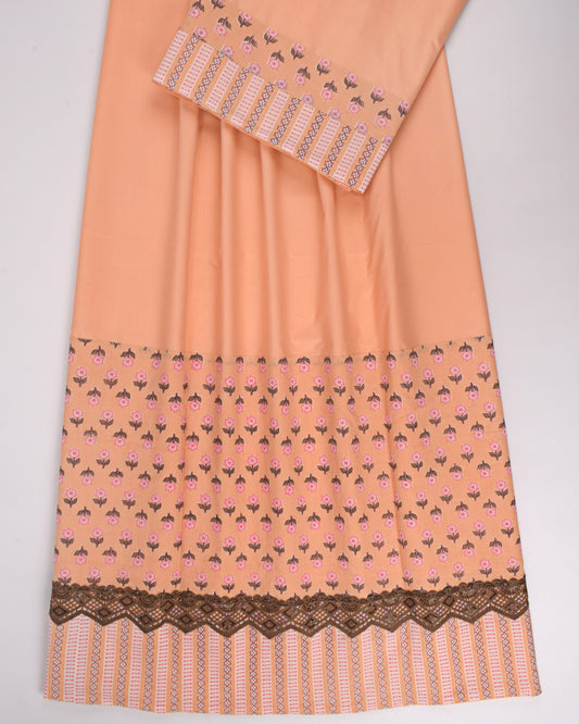 Peach Rida With Printed Panel & Smart Lace