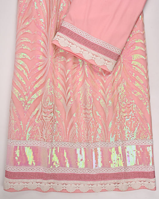 Rose Pink Rida With Full Sequence Lace & Smart Lace