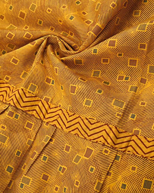 Mustard Yellow Printed Rida With Skirt Style Pattern