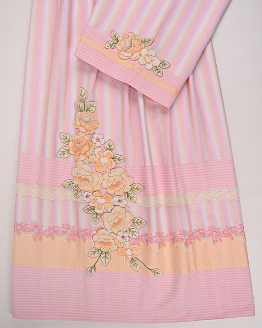 Multi Color Stripes Rida With Smart Panel Floral Lace & Floral Work