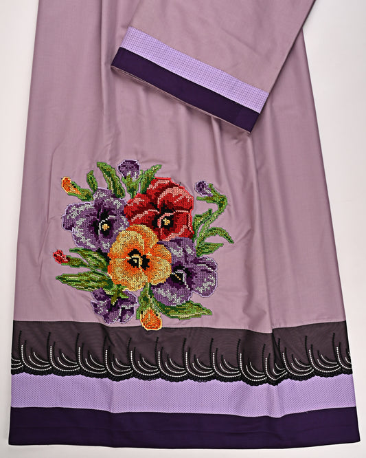 Grape Purple Rida With Smart Panel Lace & Crosscet Floral Bunch