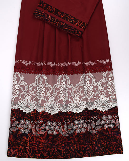 Barn Red Rida With Smart Lace & Embriodery Work