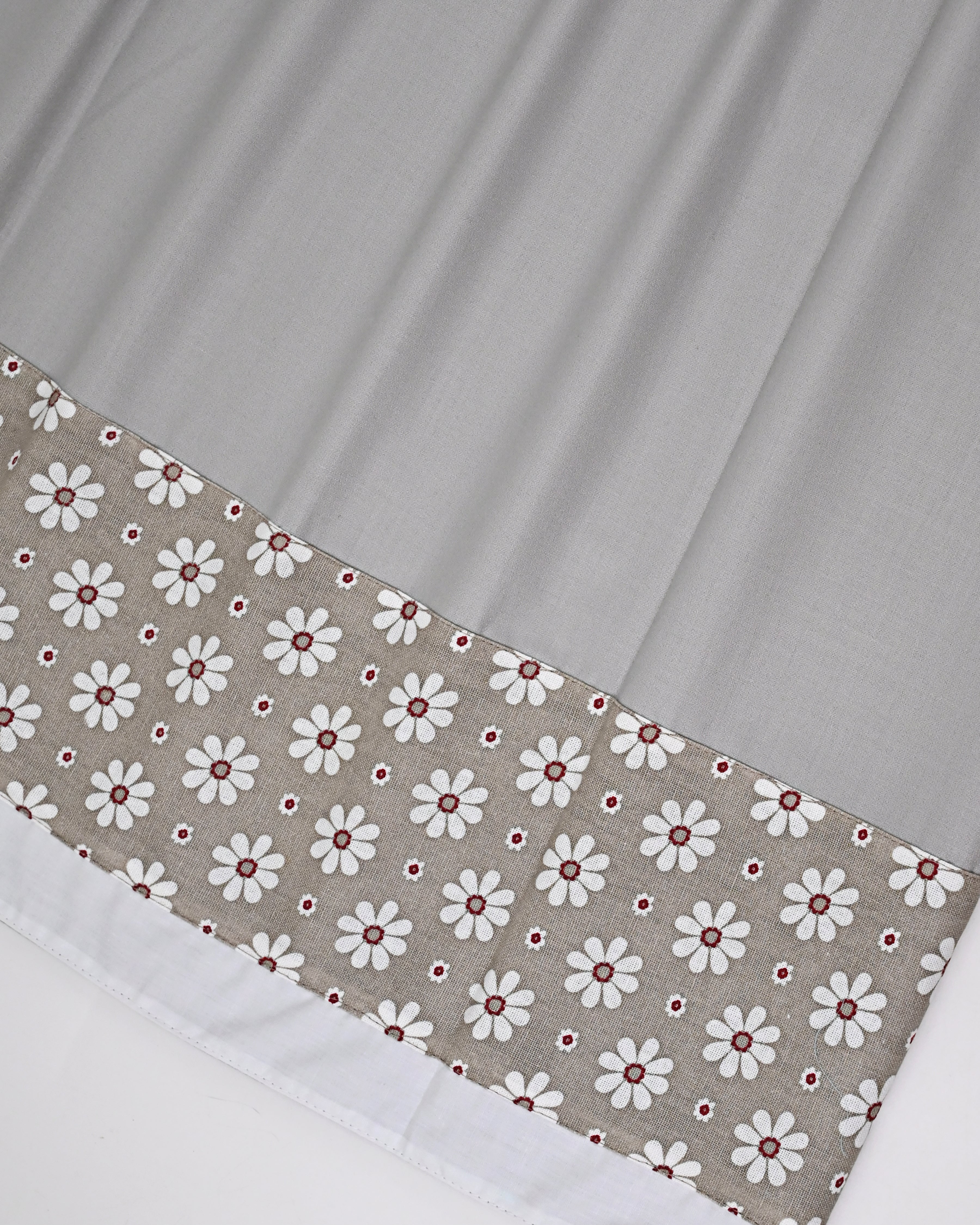 Cement Grey Ohbat Rida With Smart Floral Printed Panel