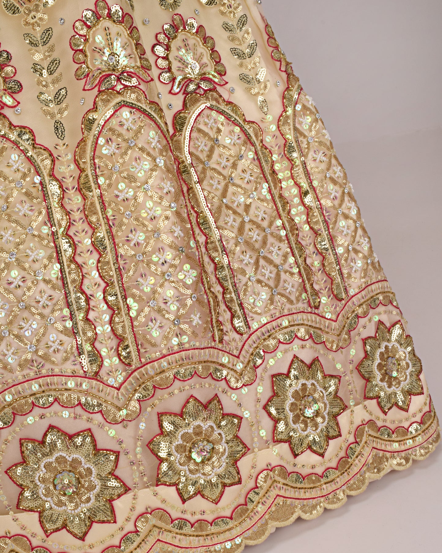 Golden & Rani Aari Work Bridal Jodi With Rani Dupatta