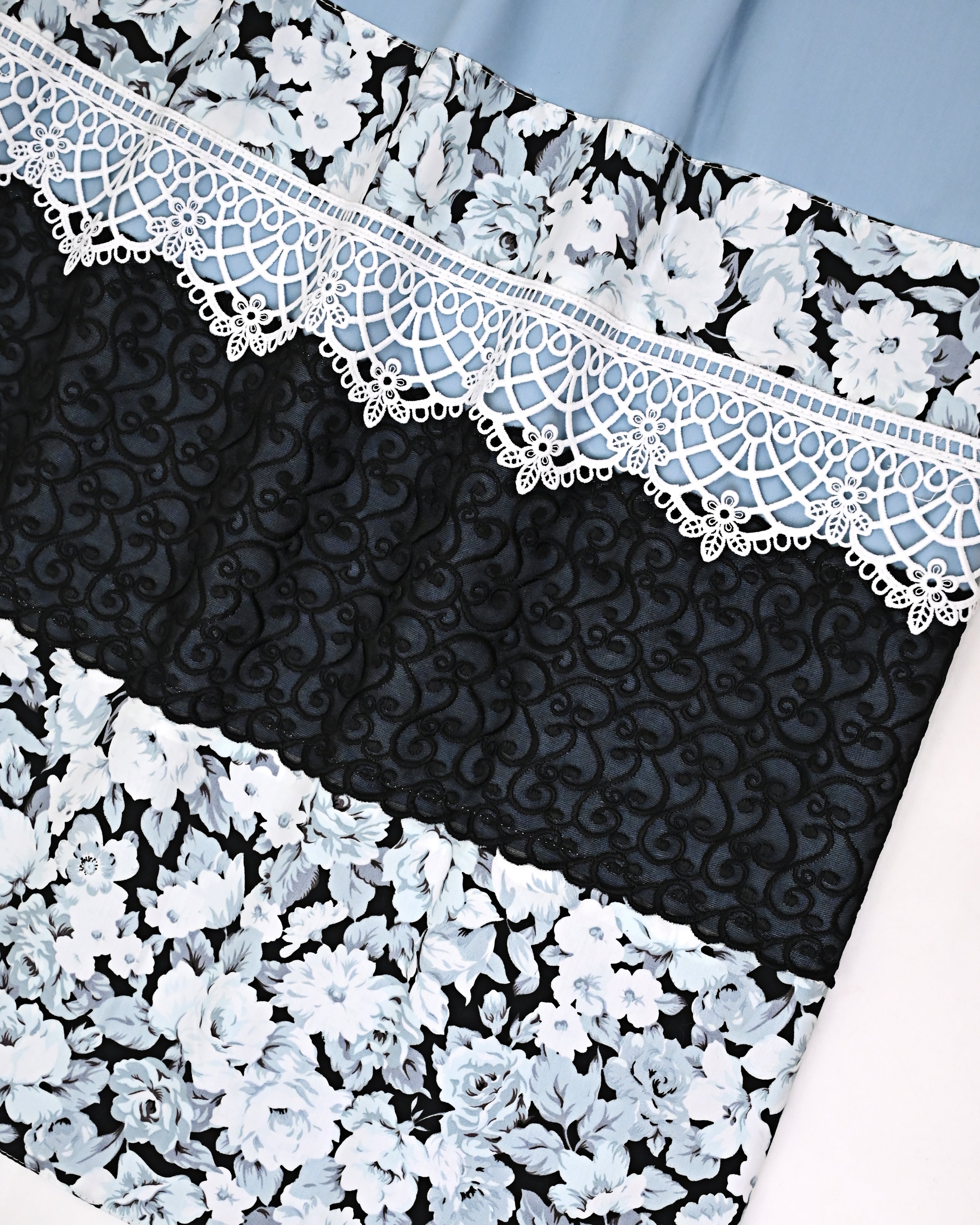 Pigeon Blue Rida With Smart Floral Print Panel & Smart Lacing