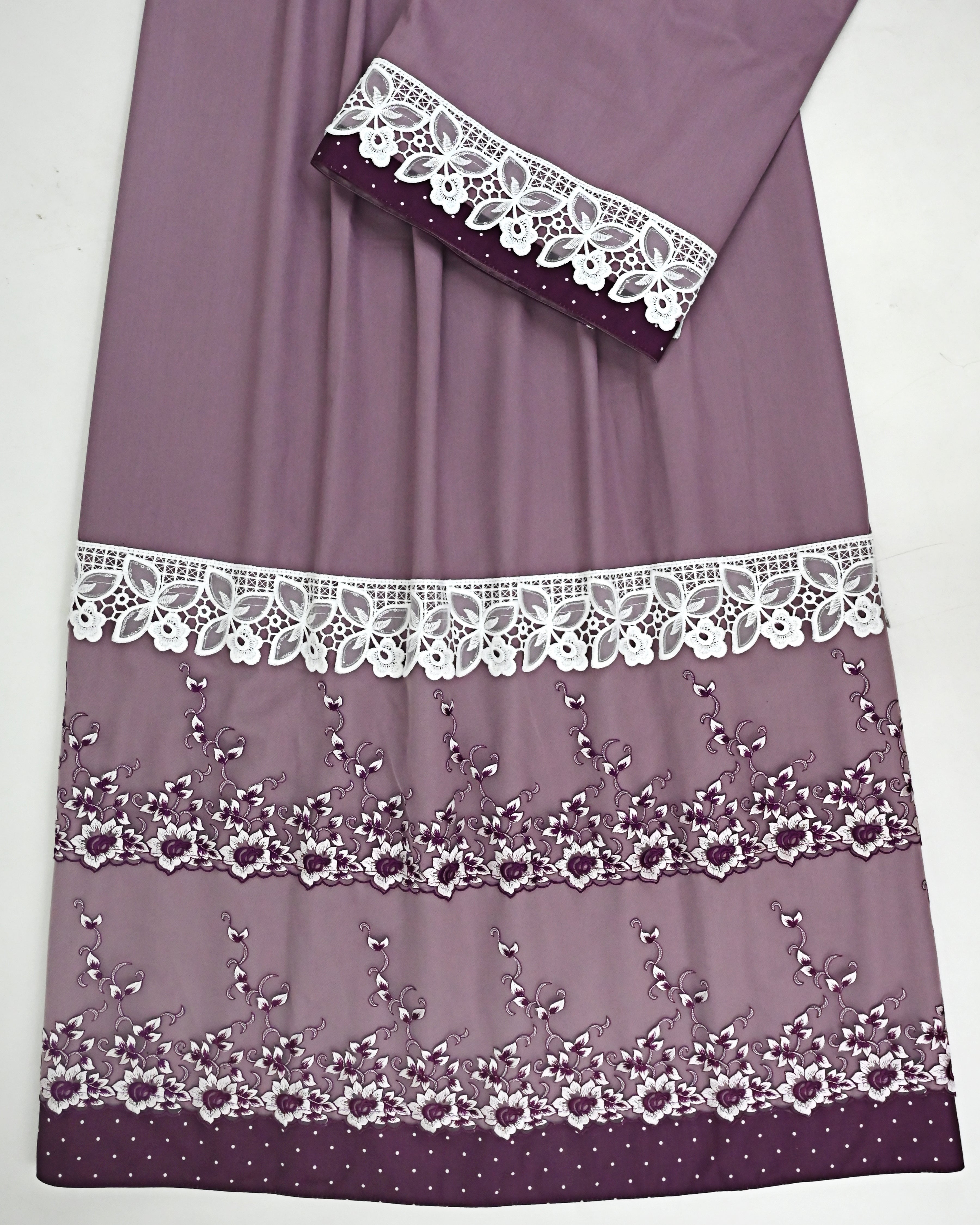 Dusty Mauve Rida With Smart Floral Dark Lacing & White Lace