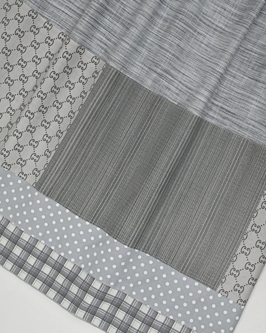 Ash Grey Rida With Smart Different Material Panel & Grey Base Dots Checks Panel