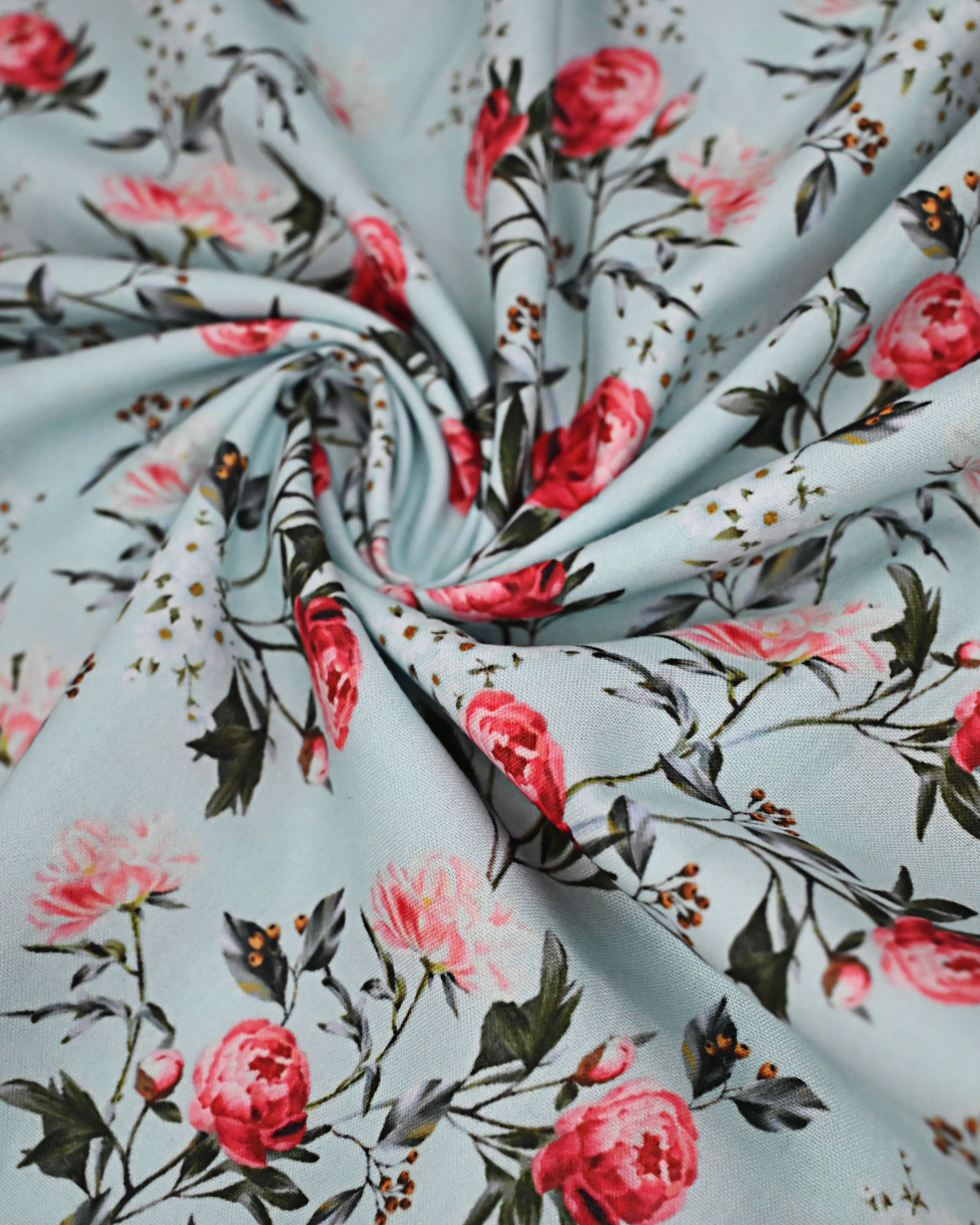 Light Blue Base Floral Print Rida With Smart Hakoba Lace & Smart Lacing