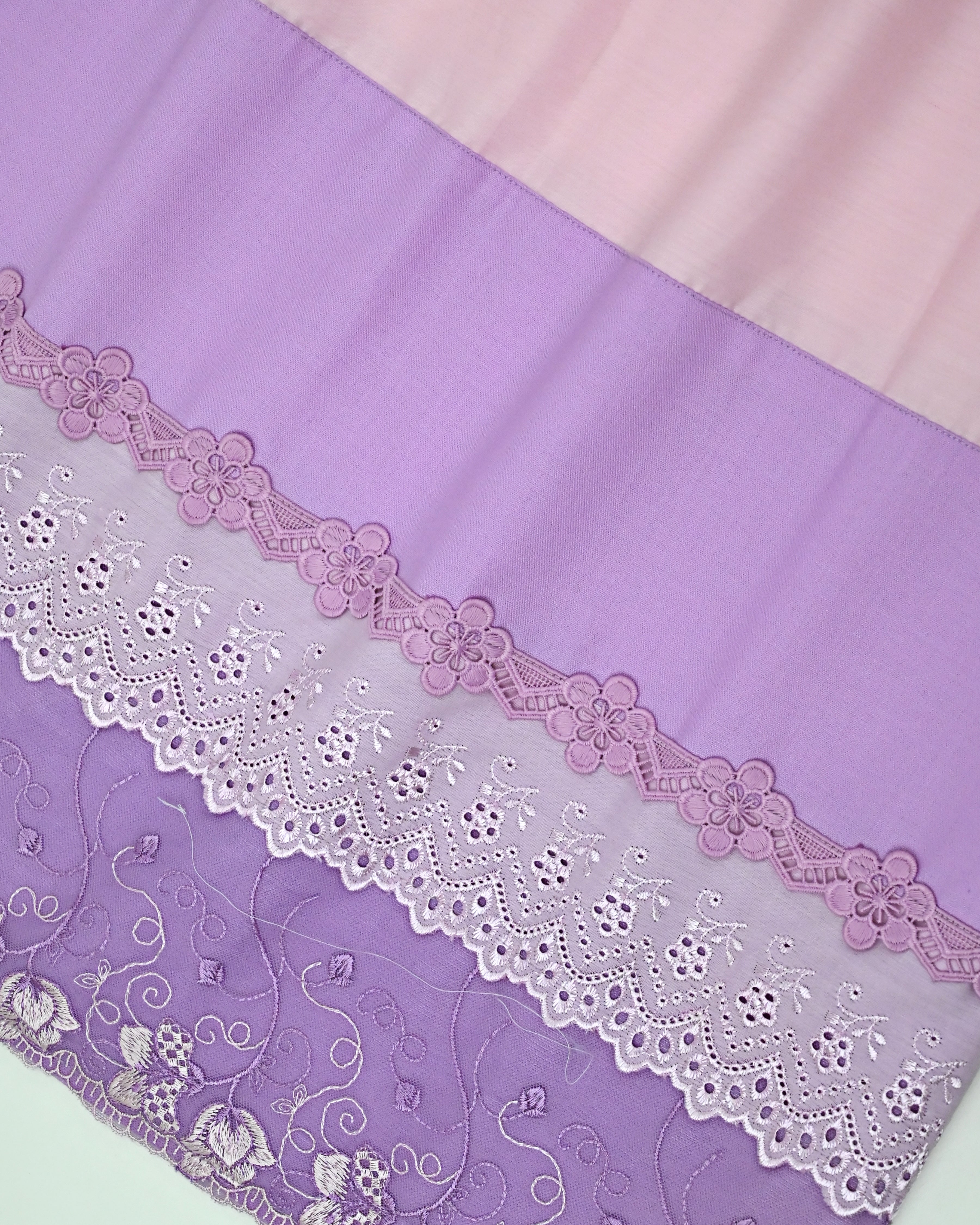 Baby Pink & Lavendar Rida With Smart Floral & Same Color Lacing