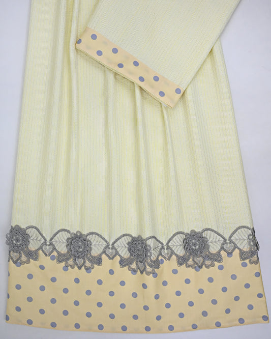 Lemon Yellow Popcorn Rida With Smart Floral Lace & Yellow Base Dots Panel