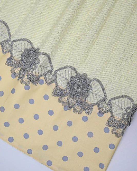 Lemon Yellow Popcorn Rida With Smart Floral Lace & Yellow Base Dots Panel