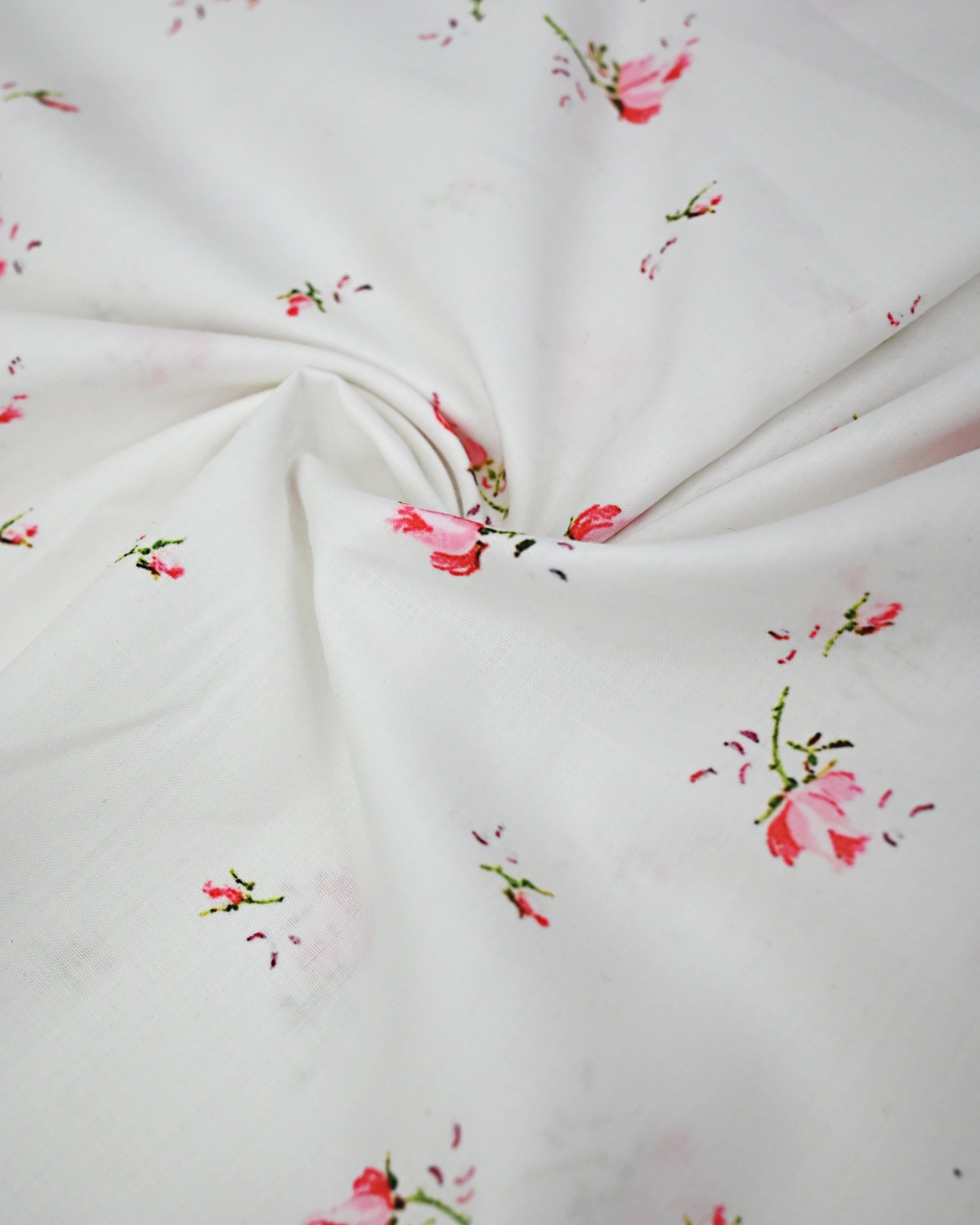 White Base Floral Printed Rida With Smart Same Panel & Lacing