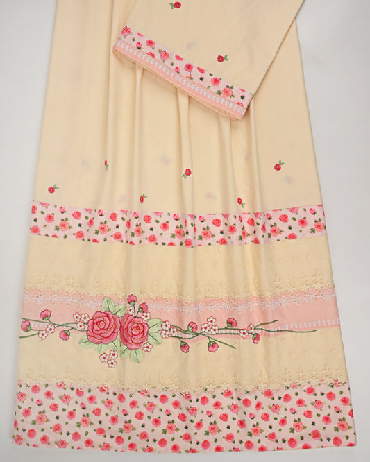 Lemon Yellow Rida With Smart Booties Floral Panel & Floral Work
