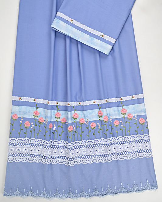 Heather Blue Rida With Smart Floral Work & Smart Lace