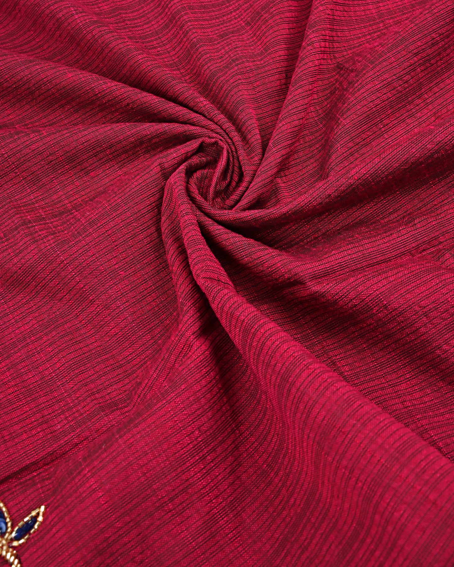 Maroon Rida With Aari Work Border & Floral Heavy Lace Dark Panel