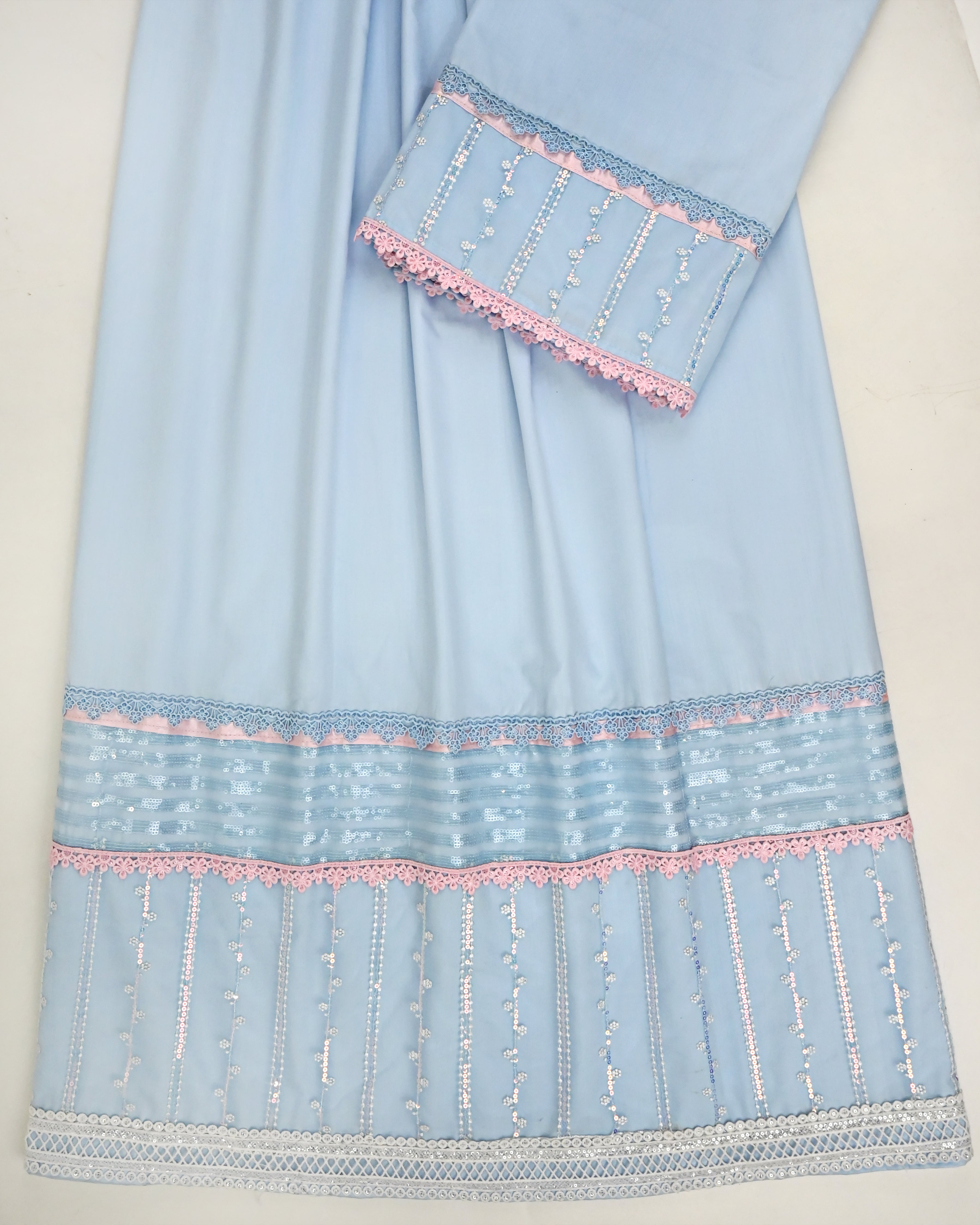 Baby Blue Rida With Smart Floral & Sequence Shining Lacing-1900/-