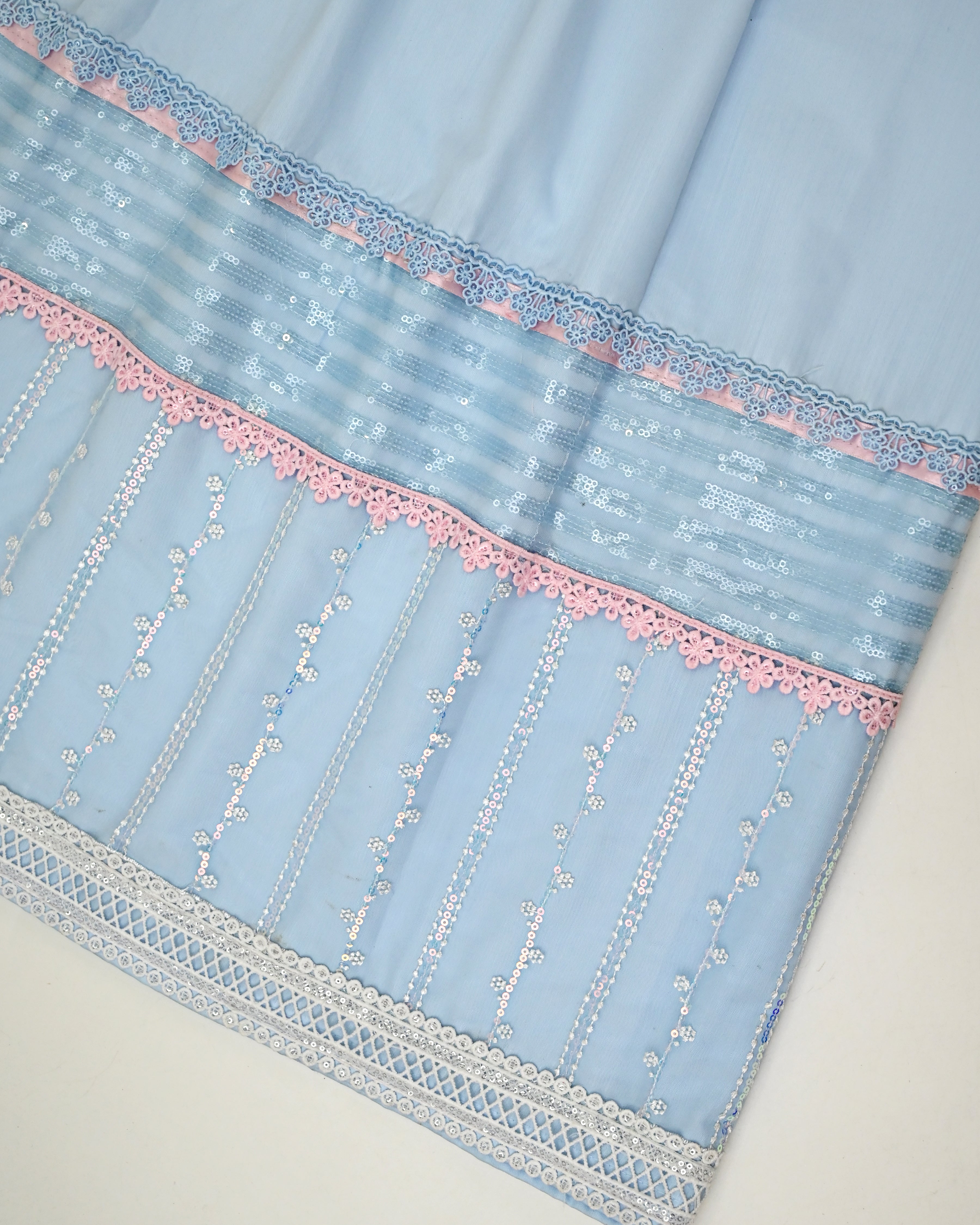 Baby Blue Rida With Smart Floral & Sequence Shining Lacing-1900/-