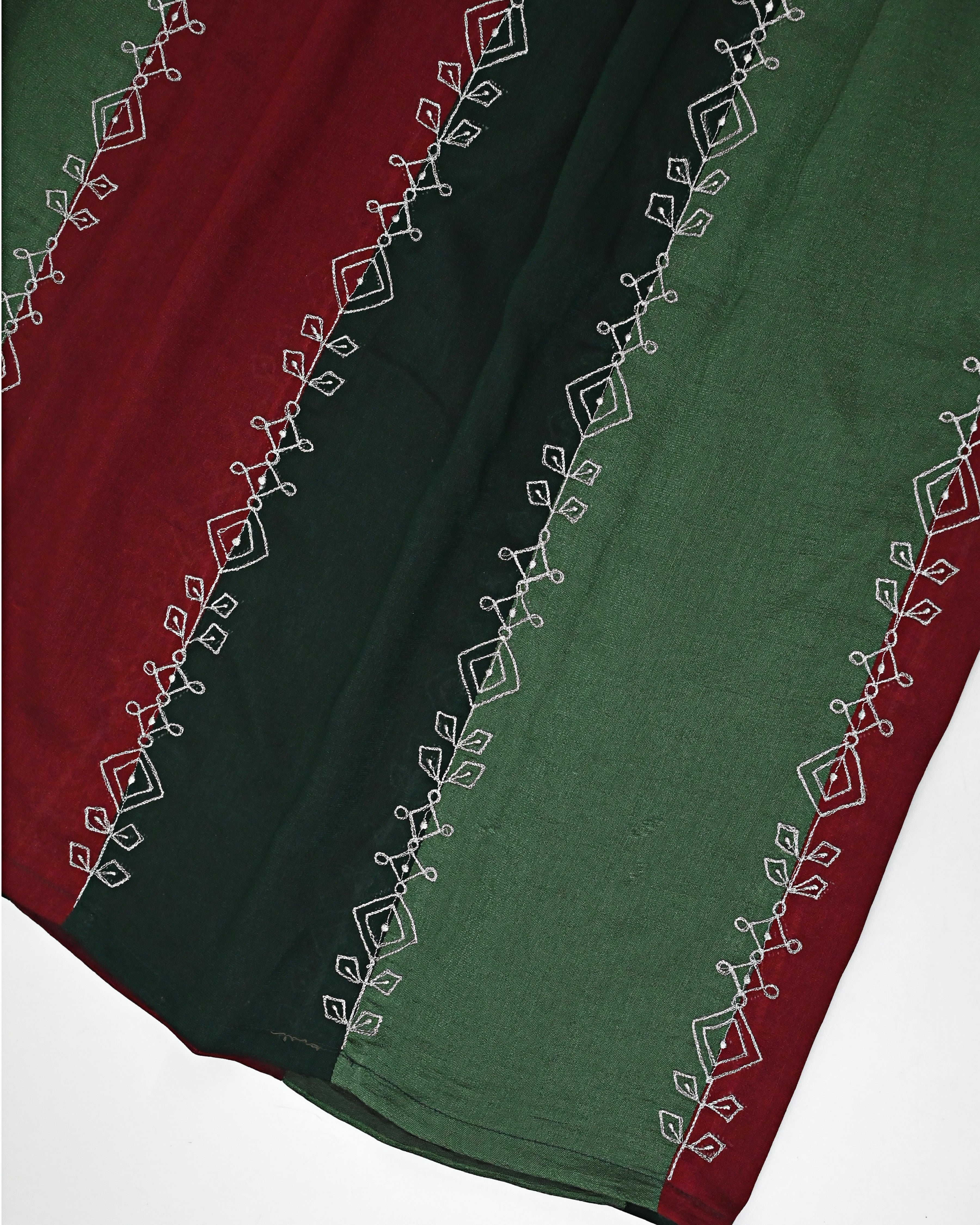 Three Dark Color 90grm Silk Rida With Smart Embroidery Border Work-2900/-