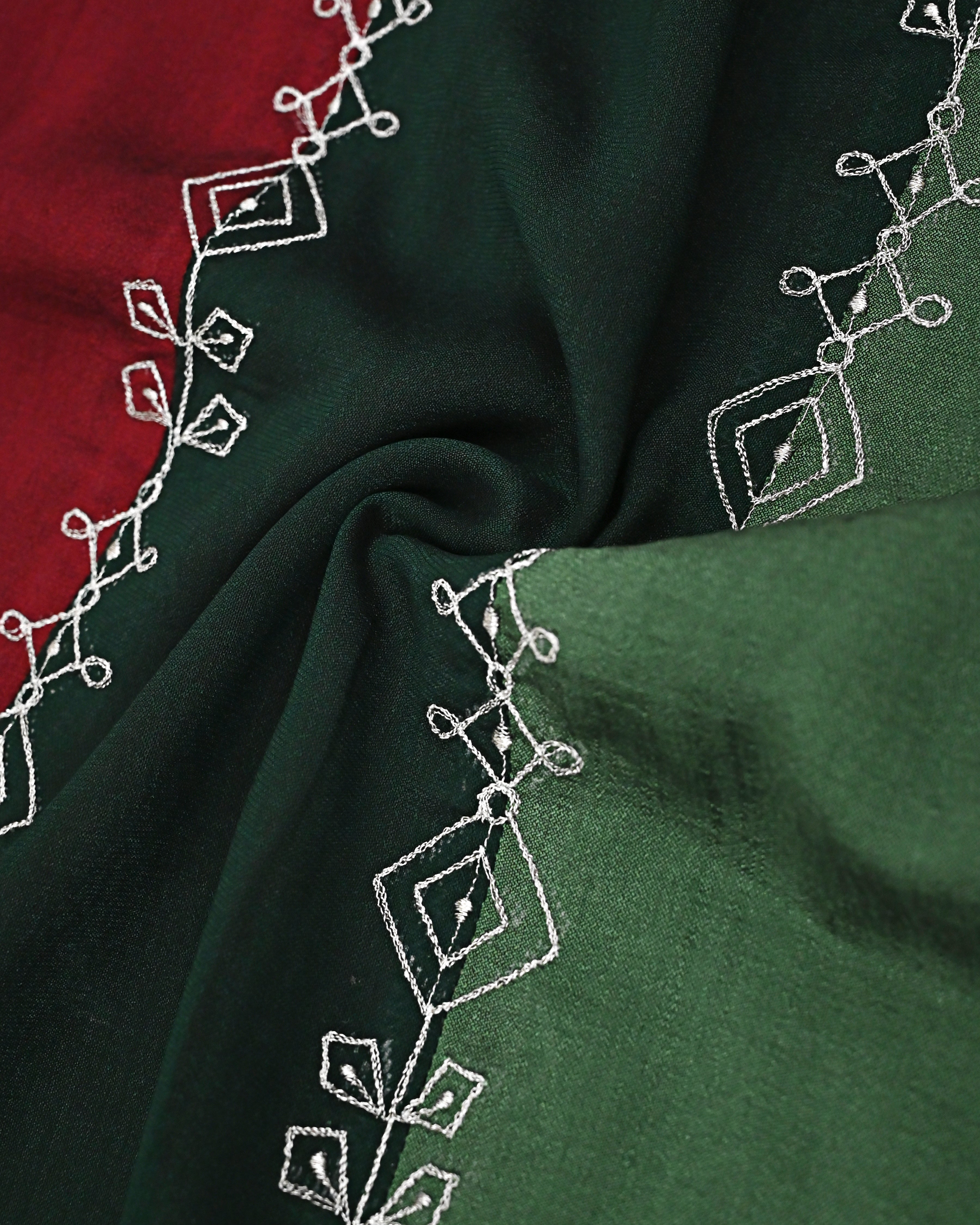 Three Dark Color 90grm Silk Rida With Smart Embroidery Border Work-2900/-