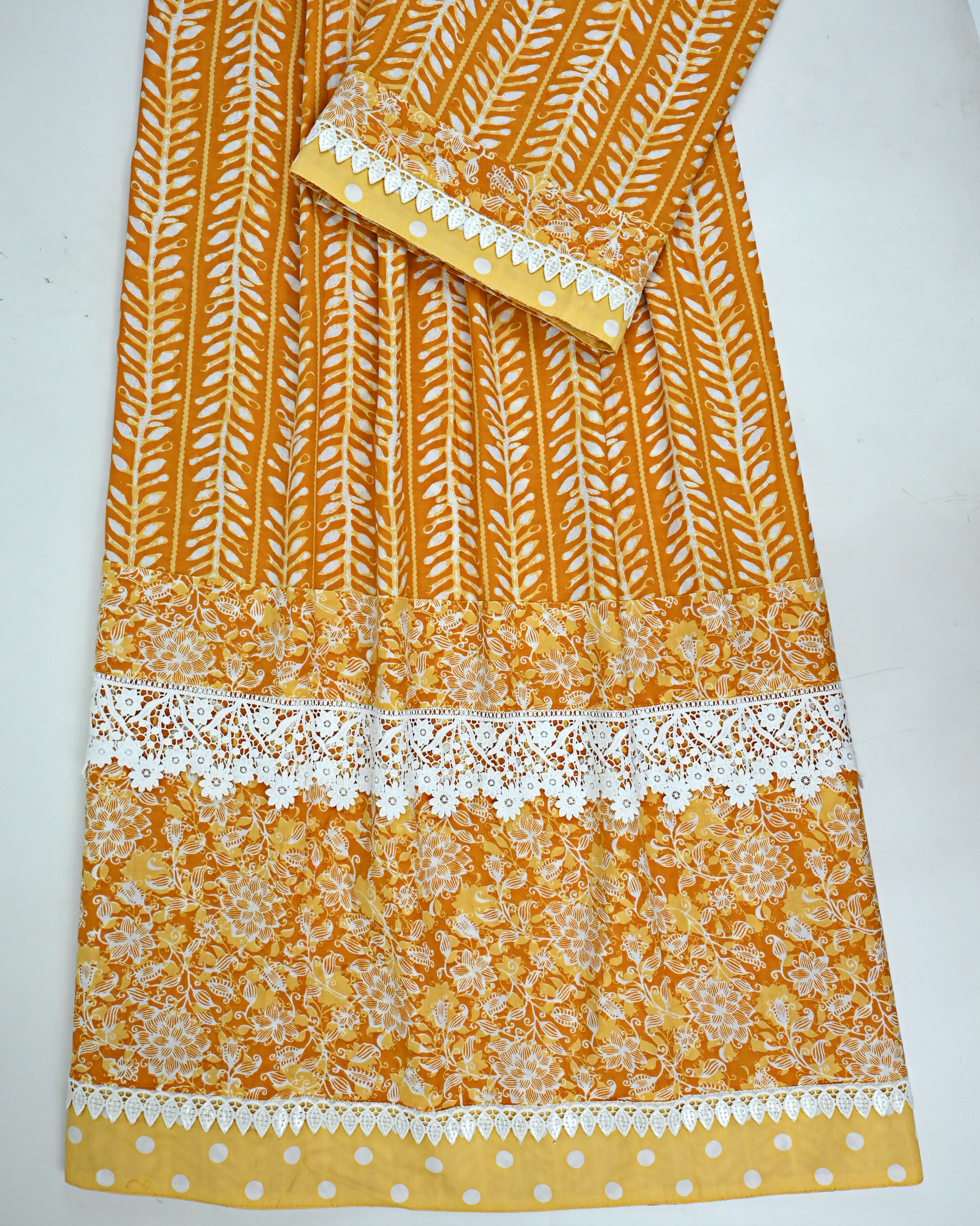 Mustard Yellow Batik Rida With Smart Batik Panel & Smart Lace-1650/-