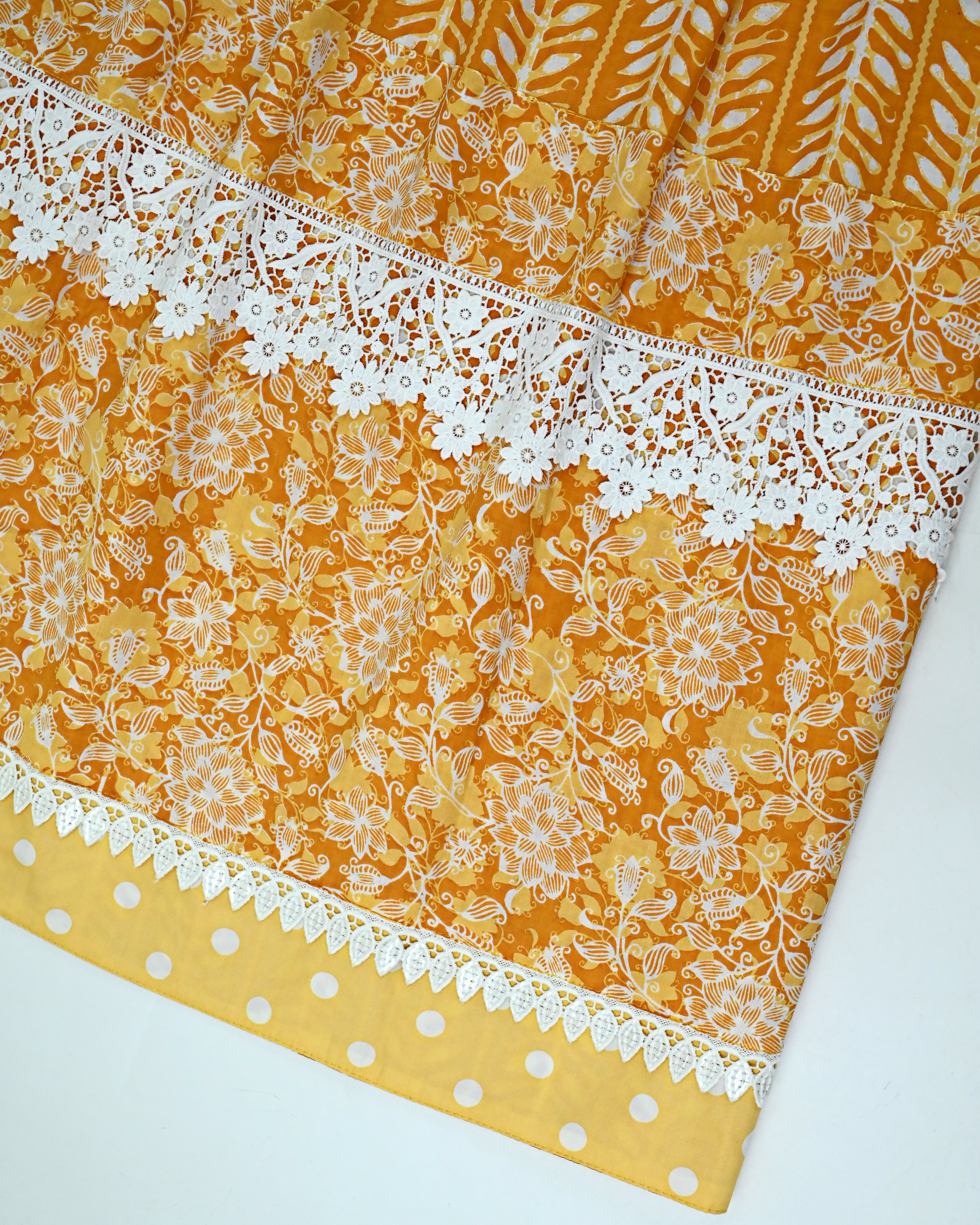 Mustard Yellow Batik Rida With Smart Batik Panel & Smart Lace-1650/-