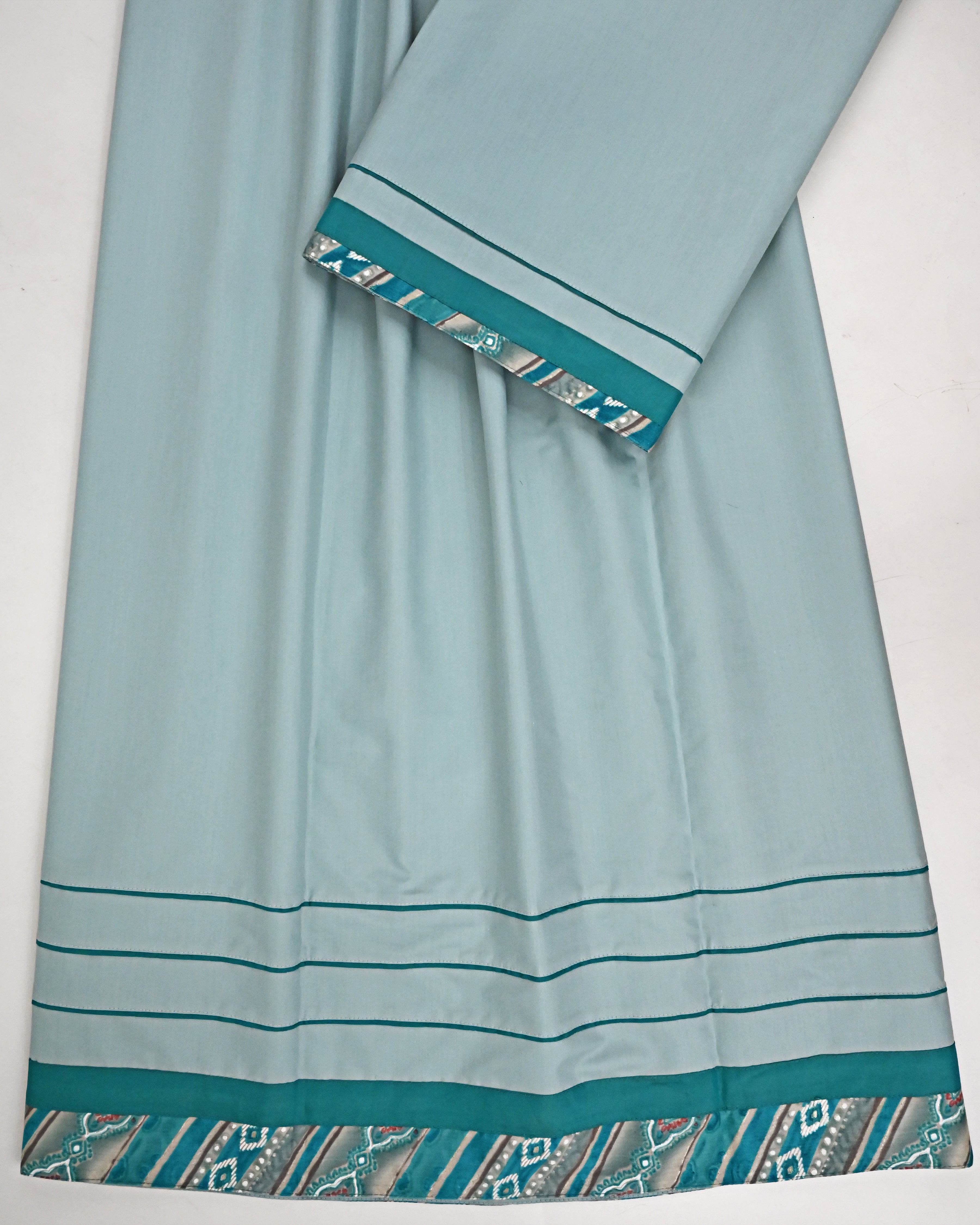 Cloud Grey Rida With Smart Dark Green Pintex & Smart Printed Panel-700/-