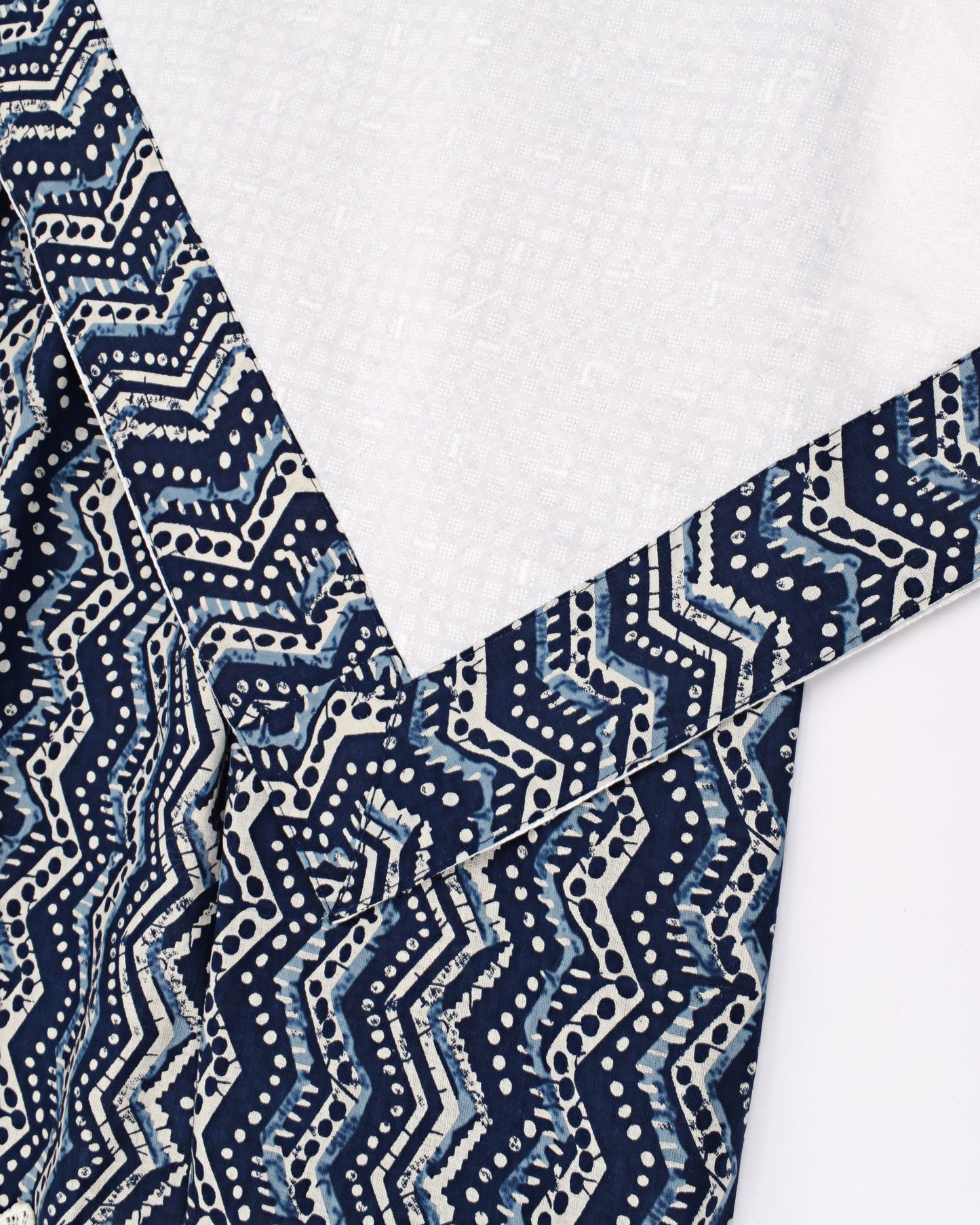 Navy Blue Batik Jodi With Smart Lace,Batik Panel & White Dupatta