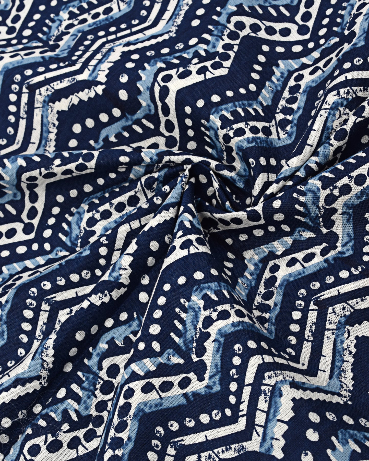 Navy Blue Batik Jodi With Smart Lace,Batik Panel & White Dupatta