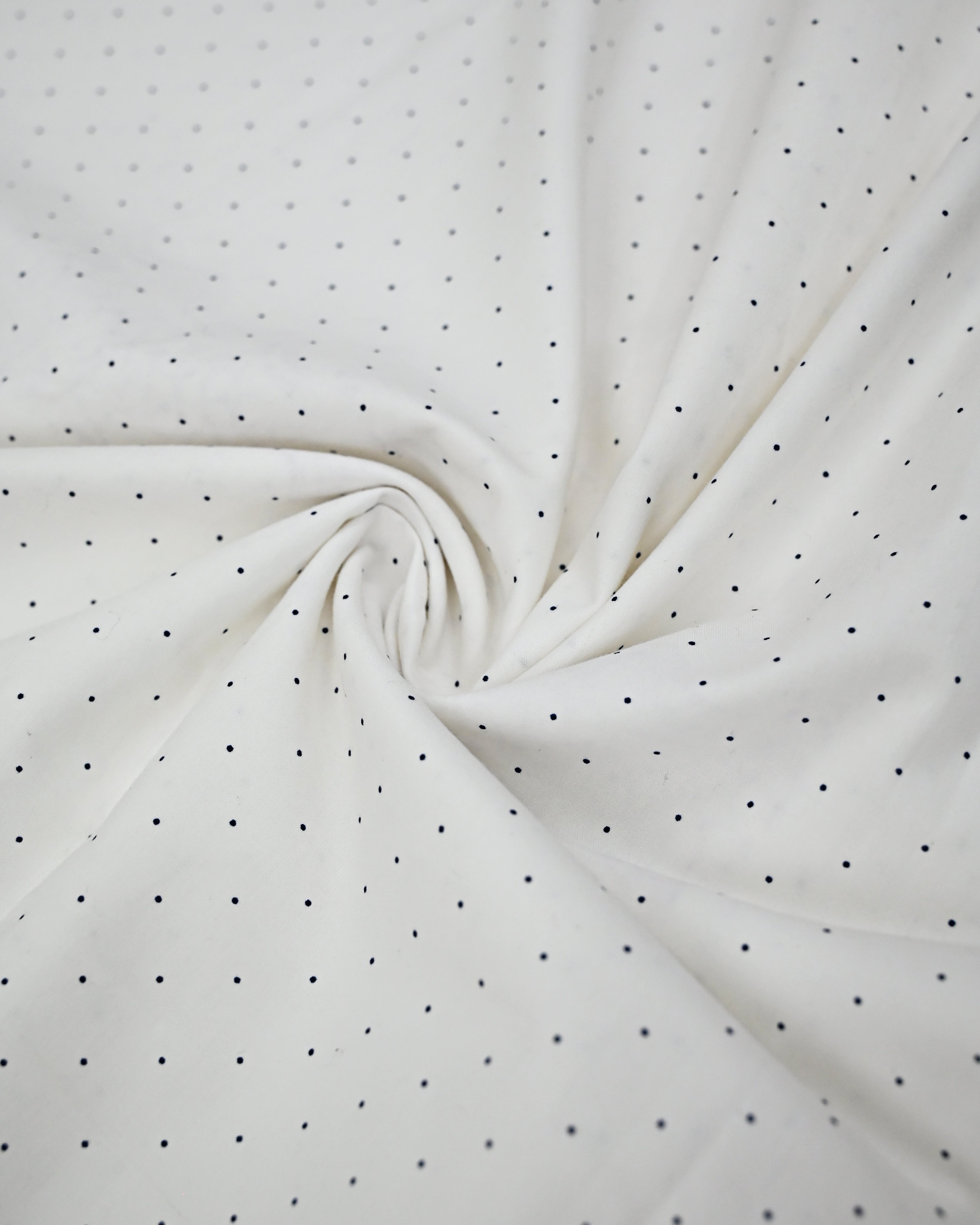 Pure White Black Dots Rida With Smart Hakoba Floral Lace & Floral Applique Work-3400/-