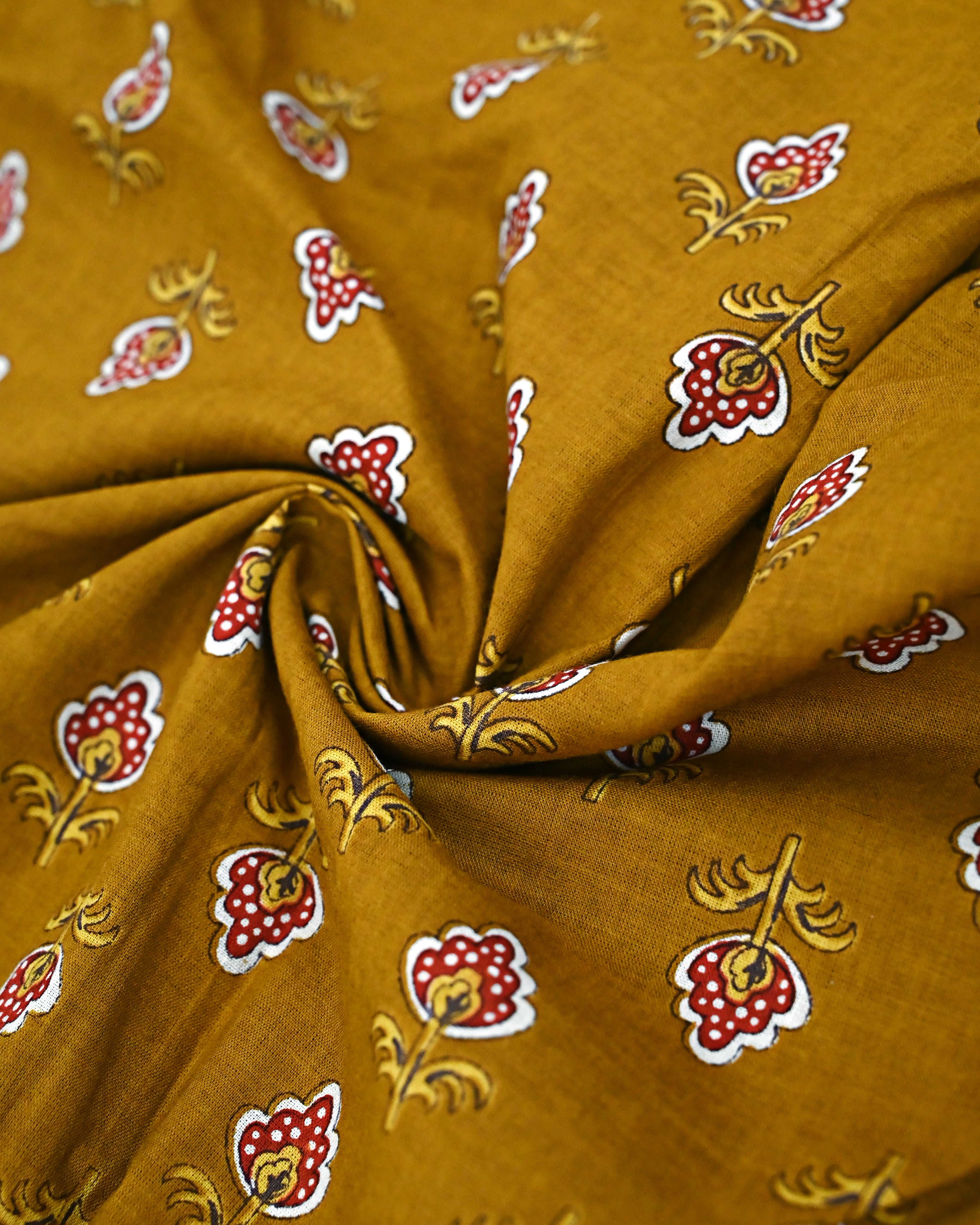 Mustard Yellow Batik Rida With Smart Lace & Dark Red Batik Panel-1450/-