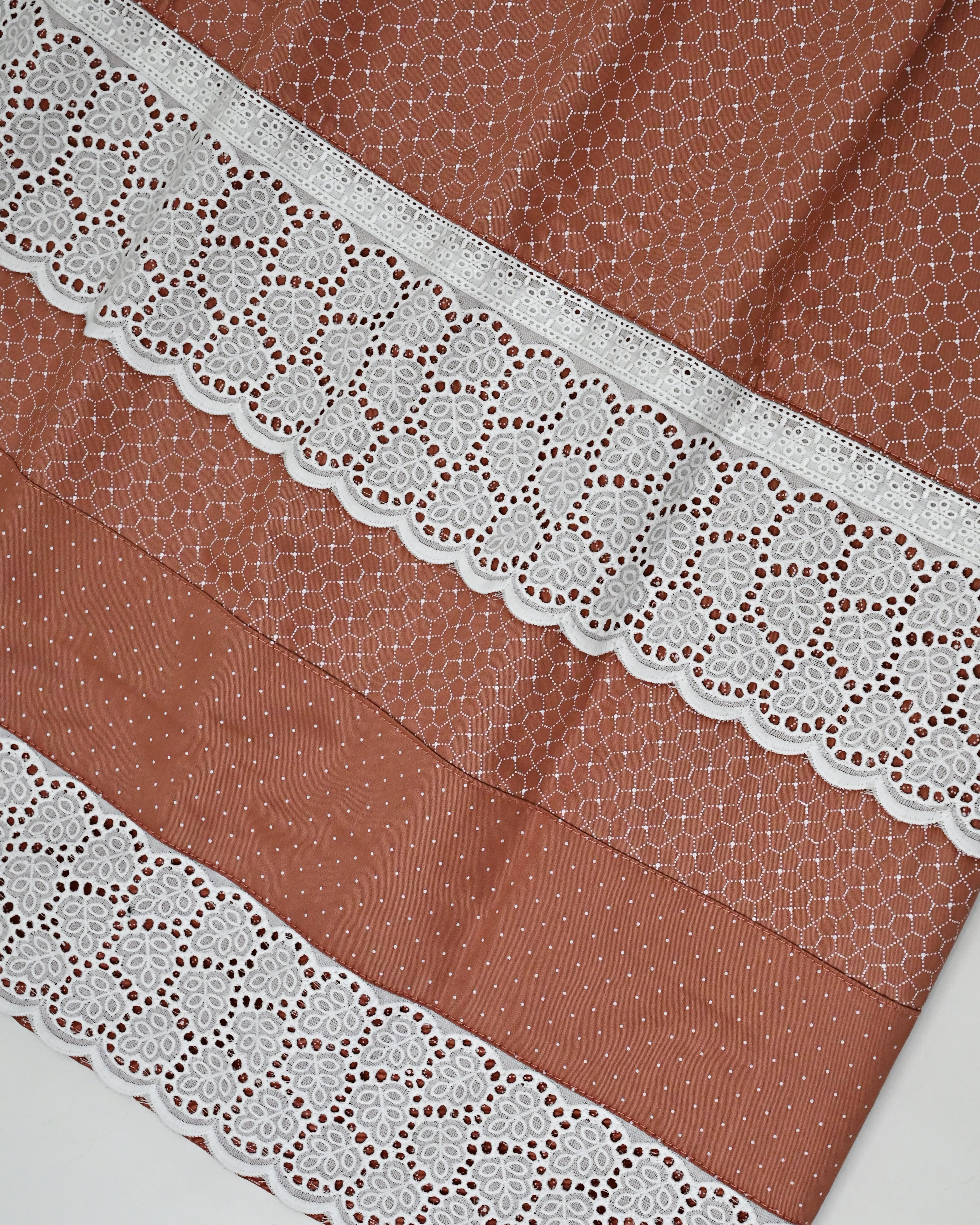 Rusty Orange Printed Rida With Smart White Lacing & Panel