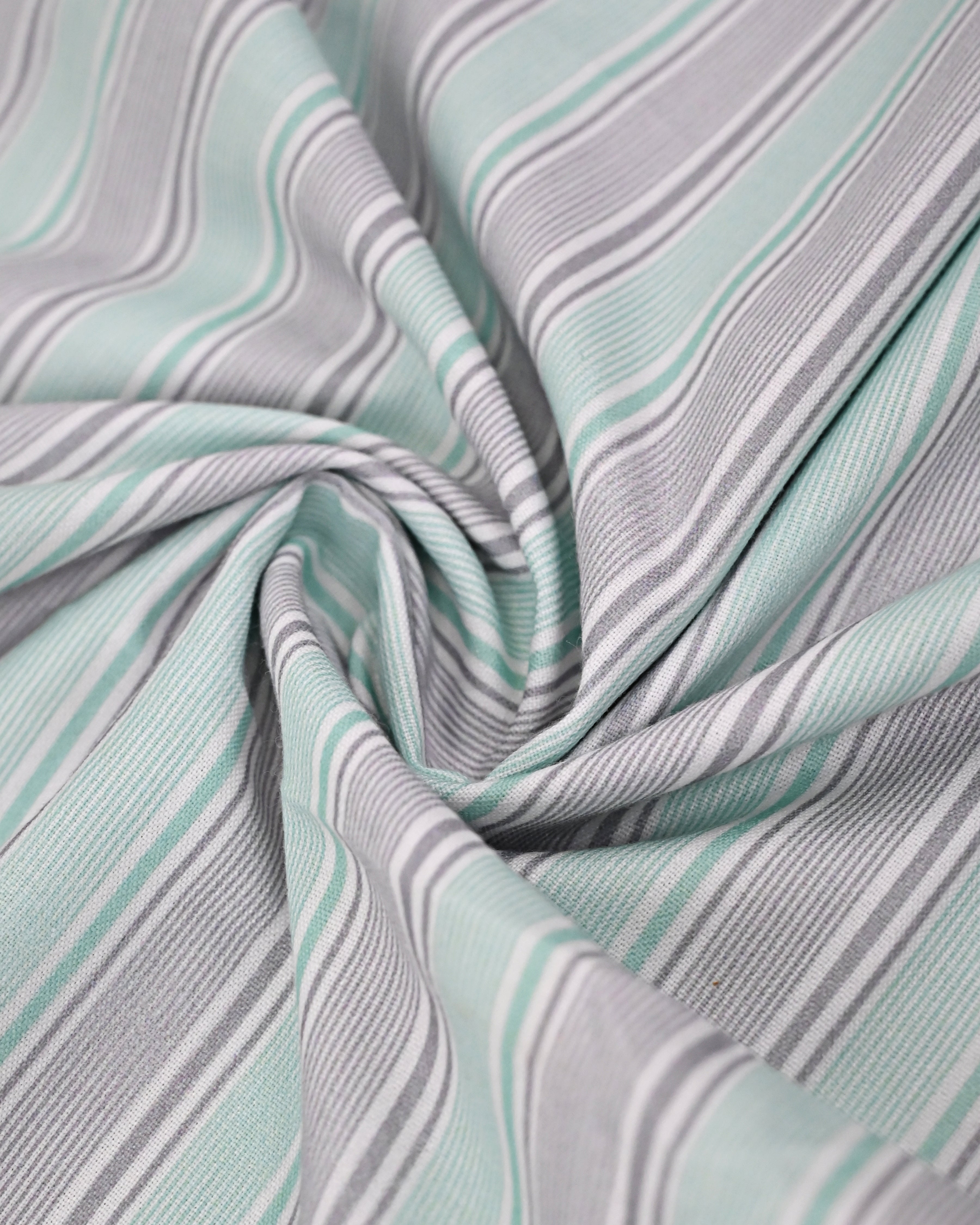 Multi Color Stripes Rida With Smart Floral Print Panel & Plain Blue Panel