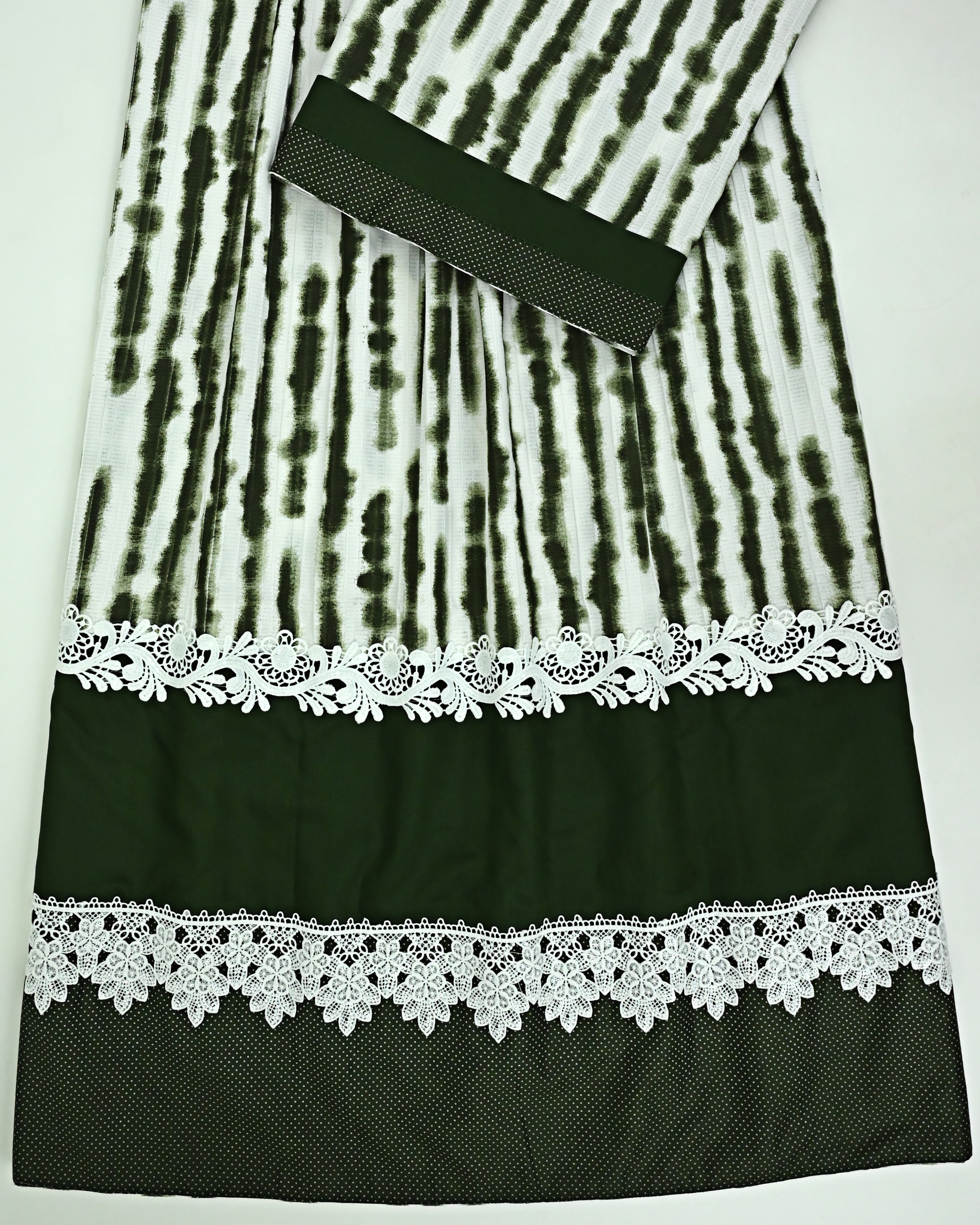 Olive Green White Stripes Rida With Smart Dark Smart Panel & Smart Lace