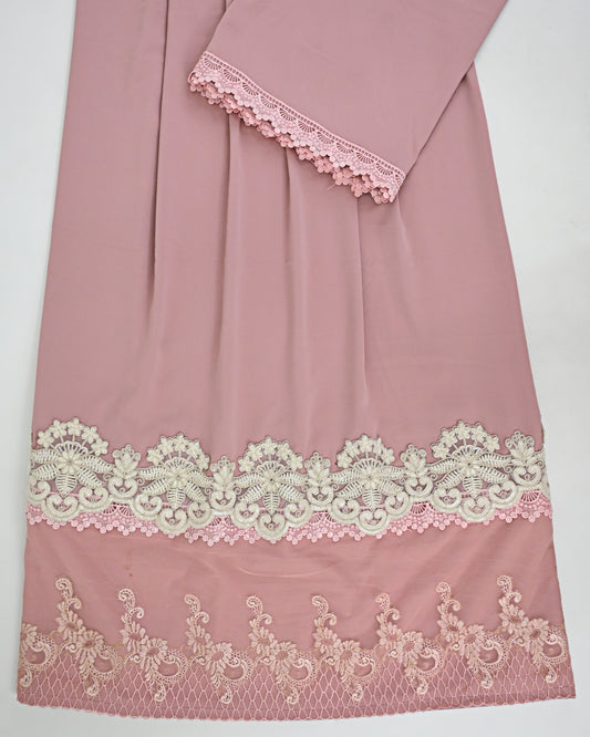Dusty Rose Abaya Rida With Smart Floral Lacing