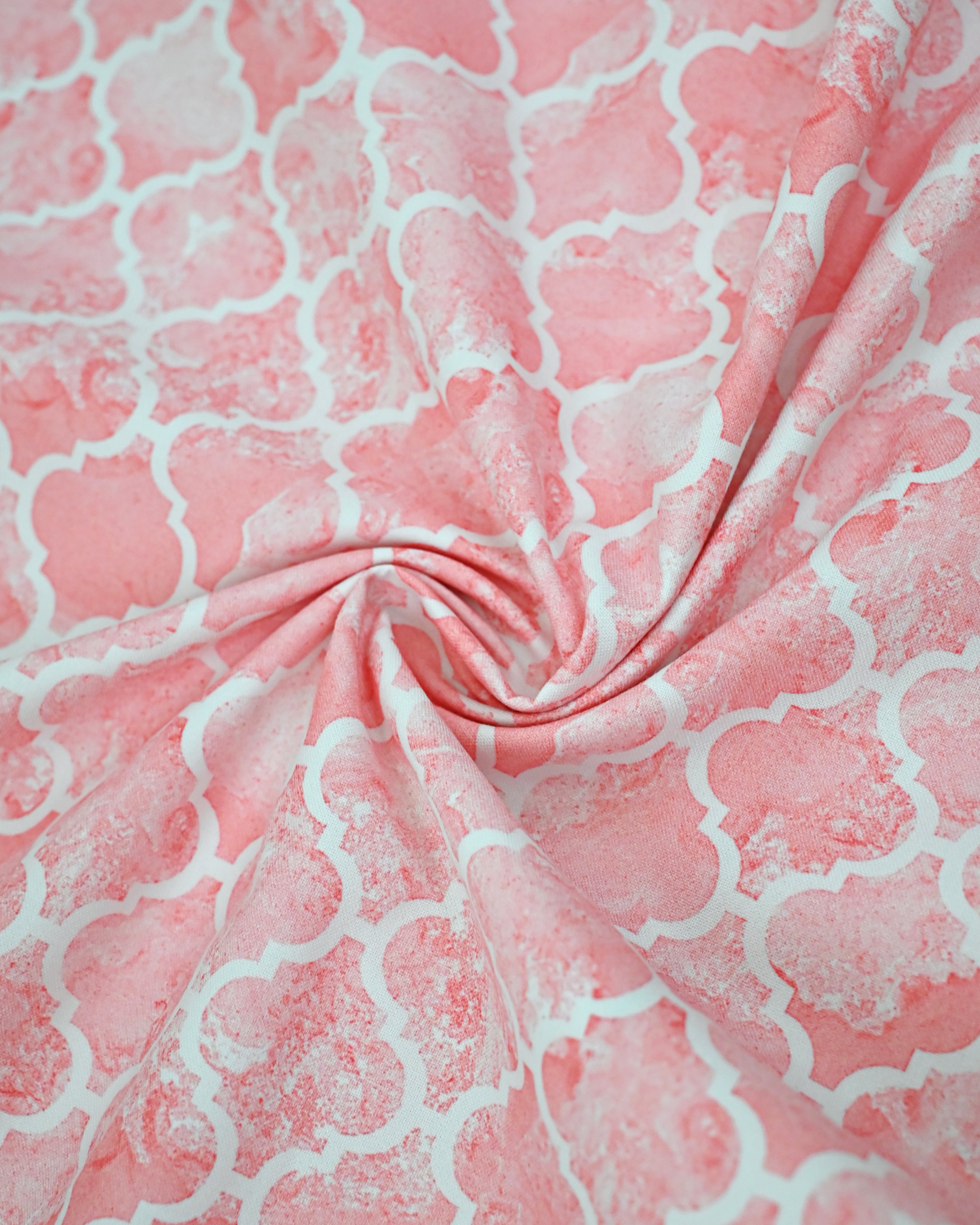 Salmon Pink Honey Comb Printed Rida With Smart Floral Lacing