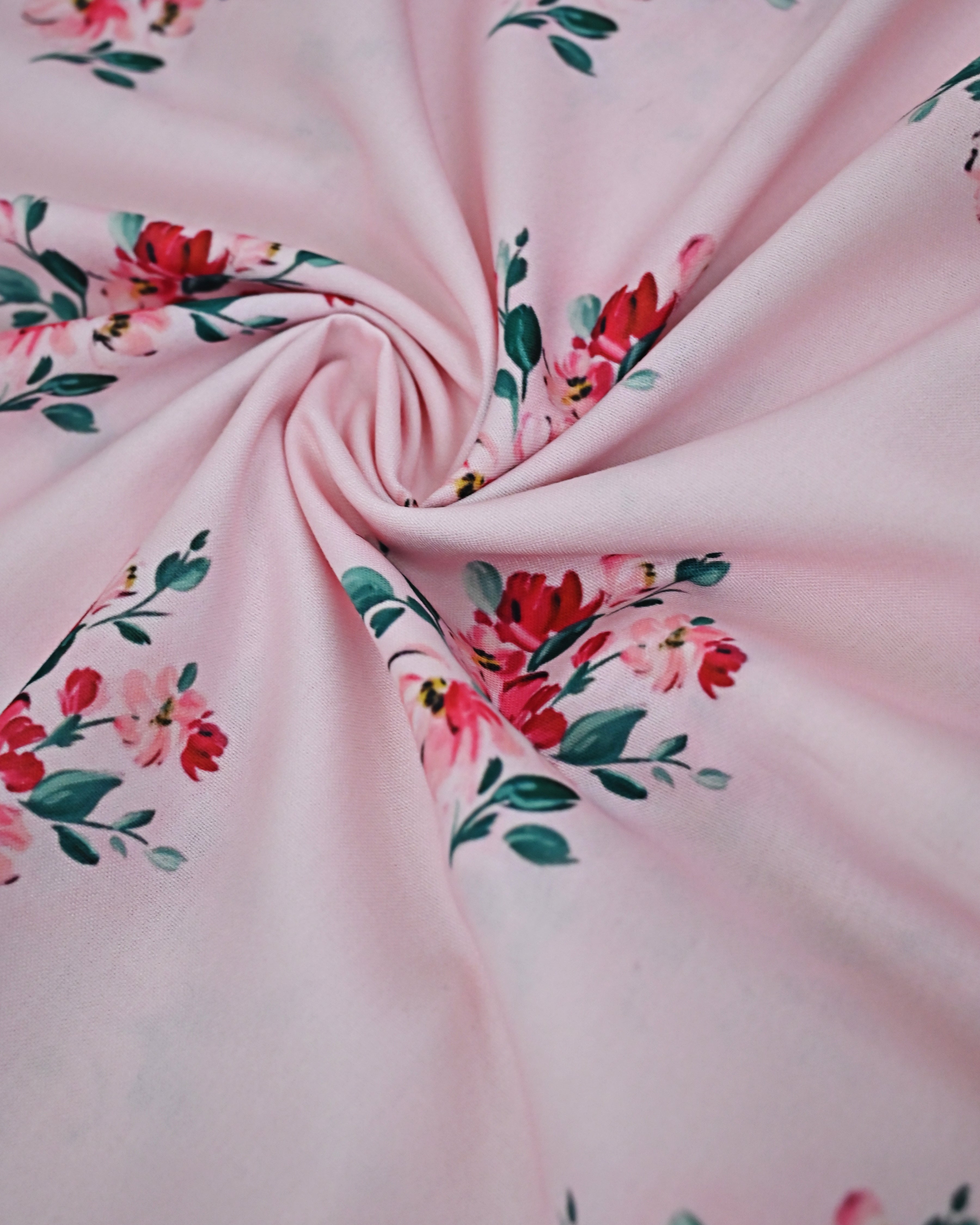 Baby Pink Floral Print With Smart Lace & Baby Pink Panel