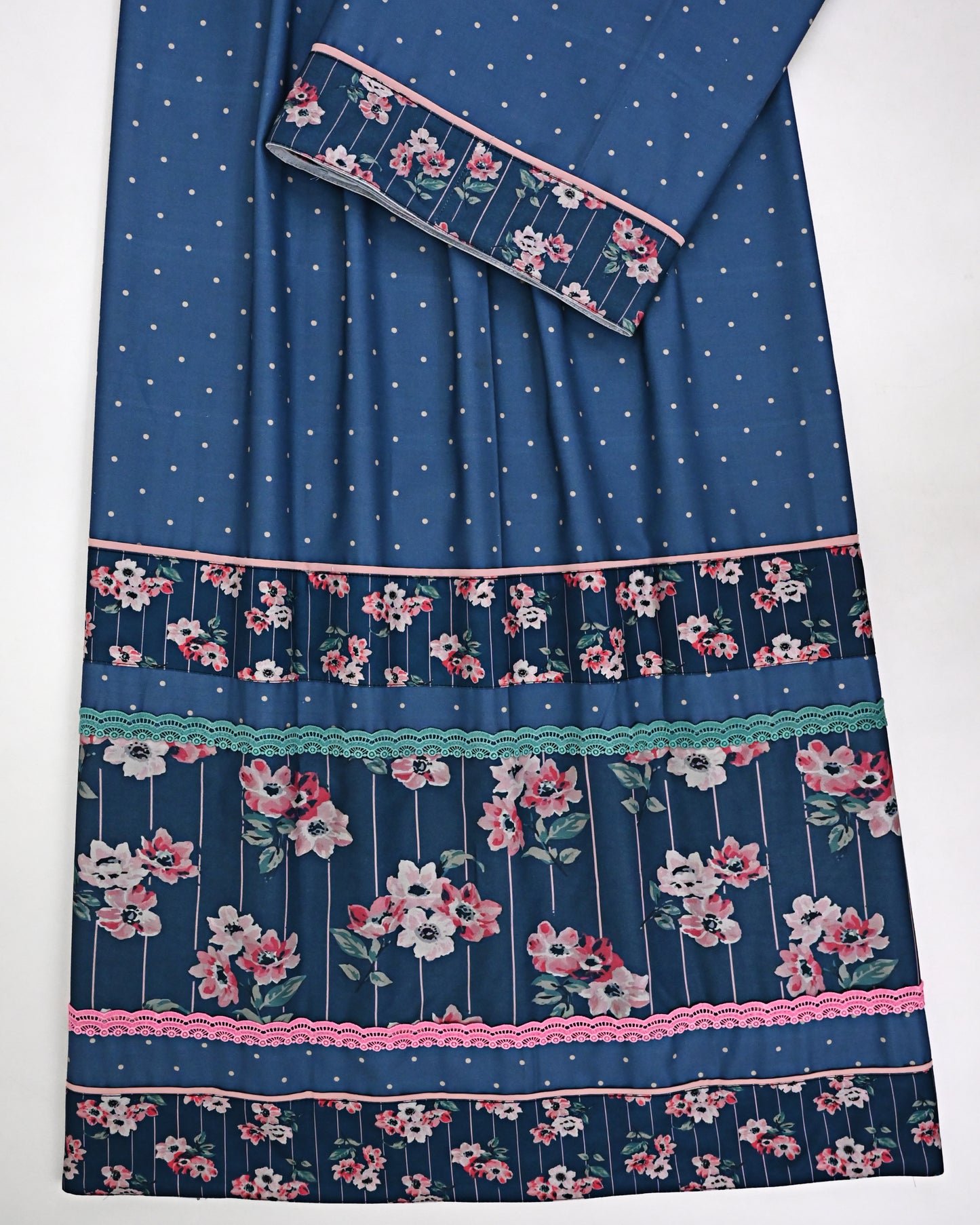 Dark Blue White Dots Rida With Smart Floral Panel & Smart Lacing