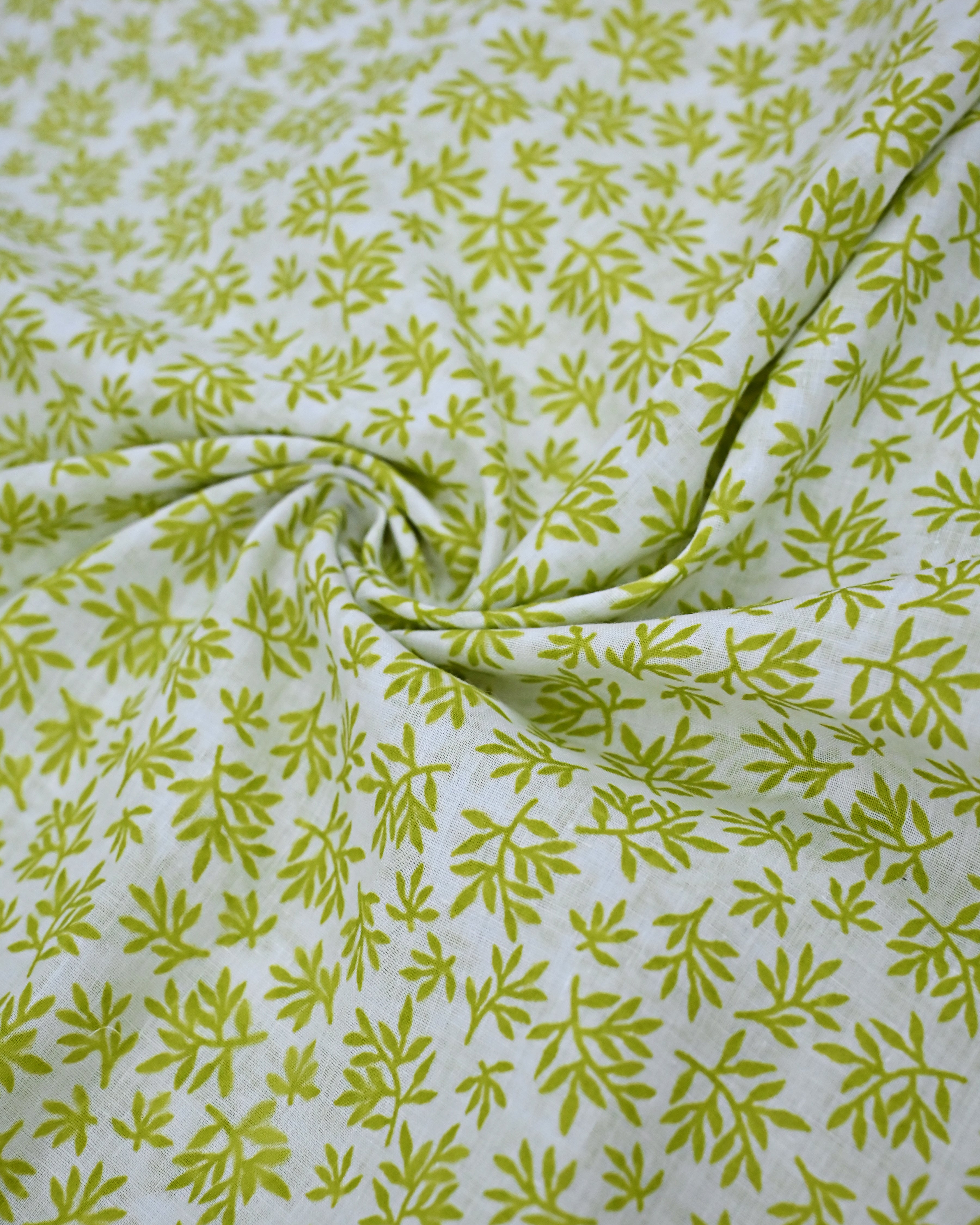White Base Green Floral Printed Jodi With Smart Chevron Panel Lace Pintex & Green All Over Dots Dupatta