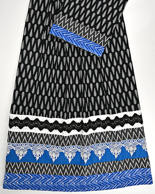 Black Base White Print Batik Rida With Smart Lace & Smart Look