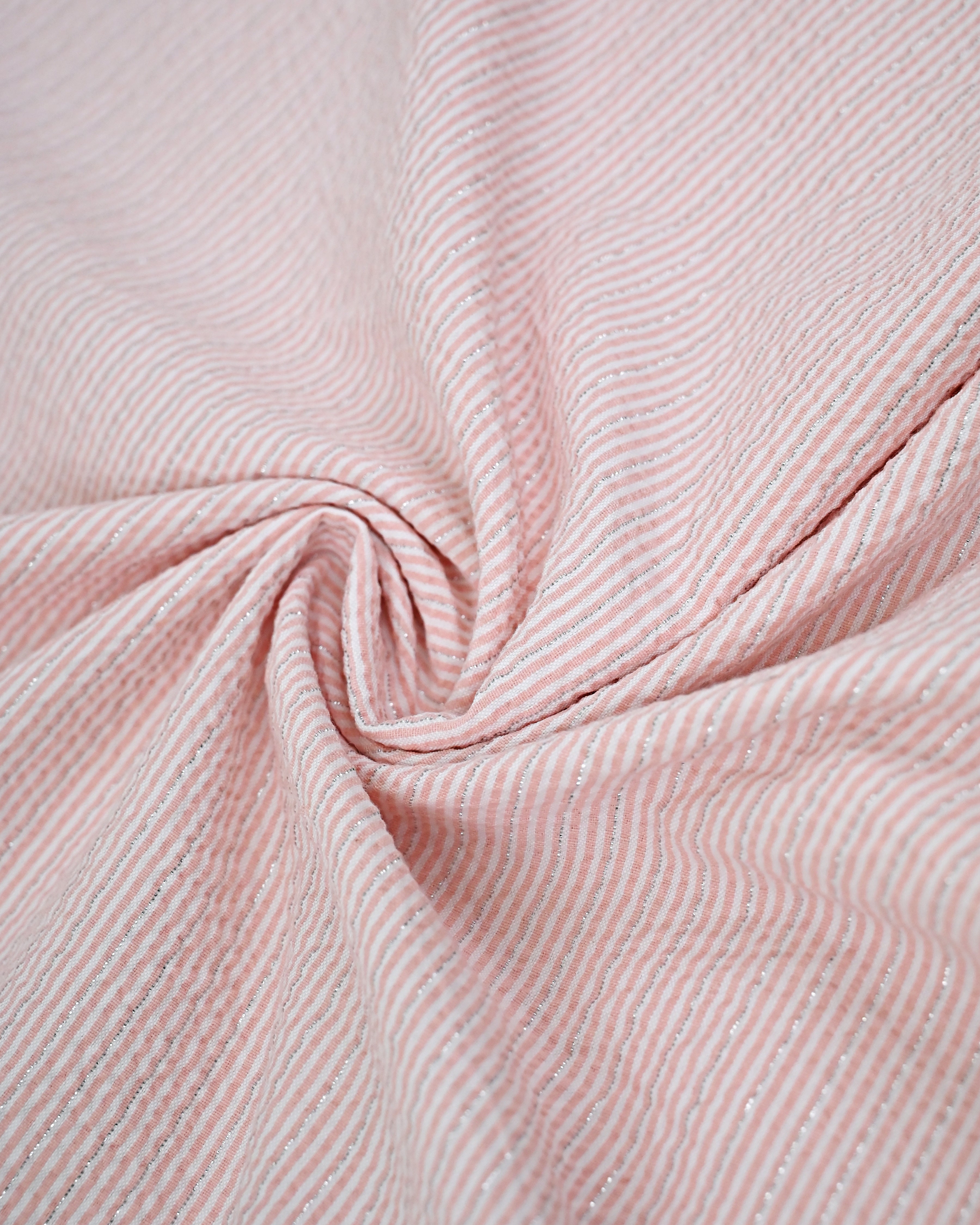 Salmon Pink Seersucker Rida With Floral Design Lace & Anchor Pattern