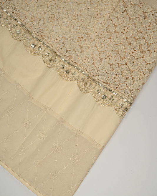 Creamish Yellow Rida With Smart Lacing & Pattern
