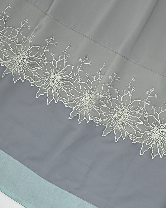 Light Grey Abaya Rida With Smart Abaya Panel & Smart Floral Lace