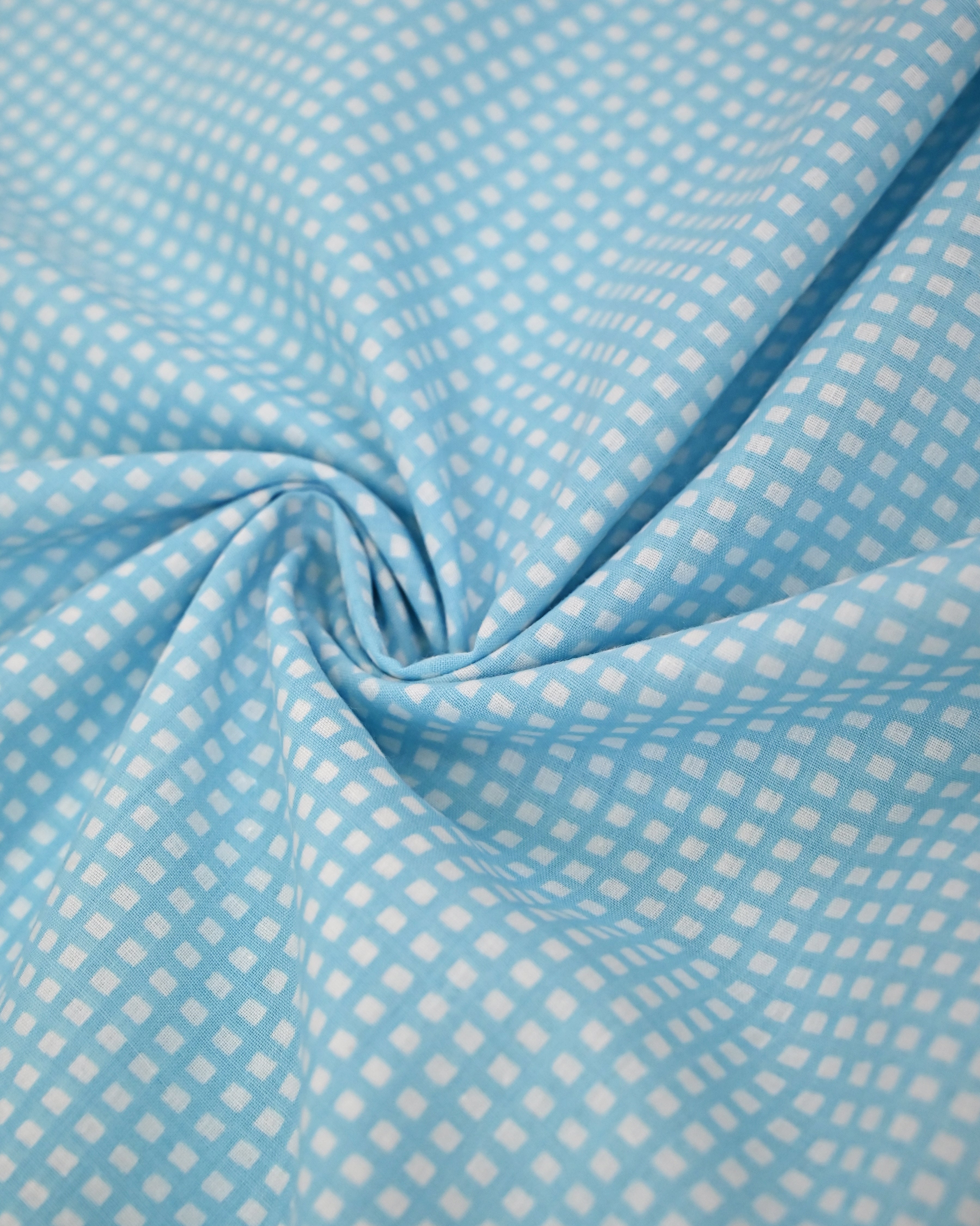 Light Blue Mini Checks Jodi With Smart Lace Panel & Floral Print Dupatta