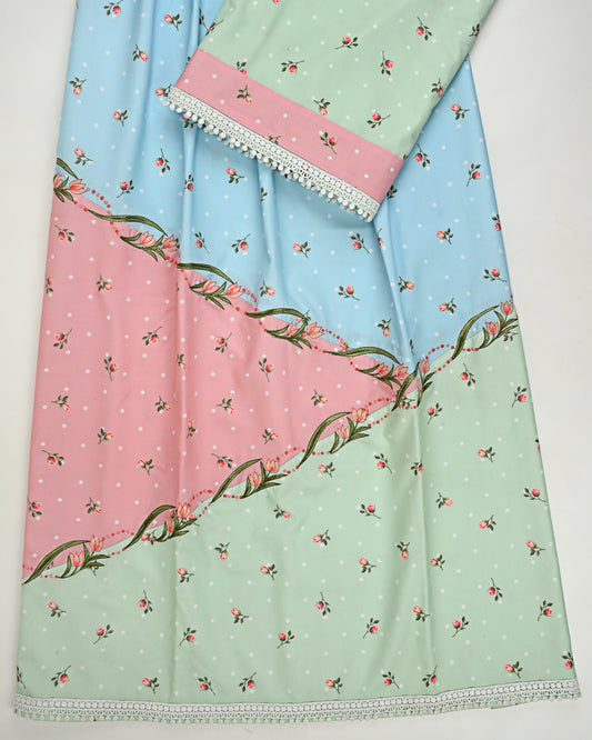 TriColor Rida With Smart Pattern & Embroidery Work
