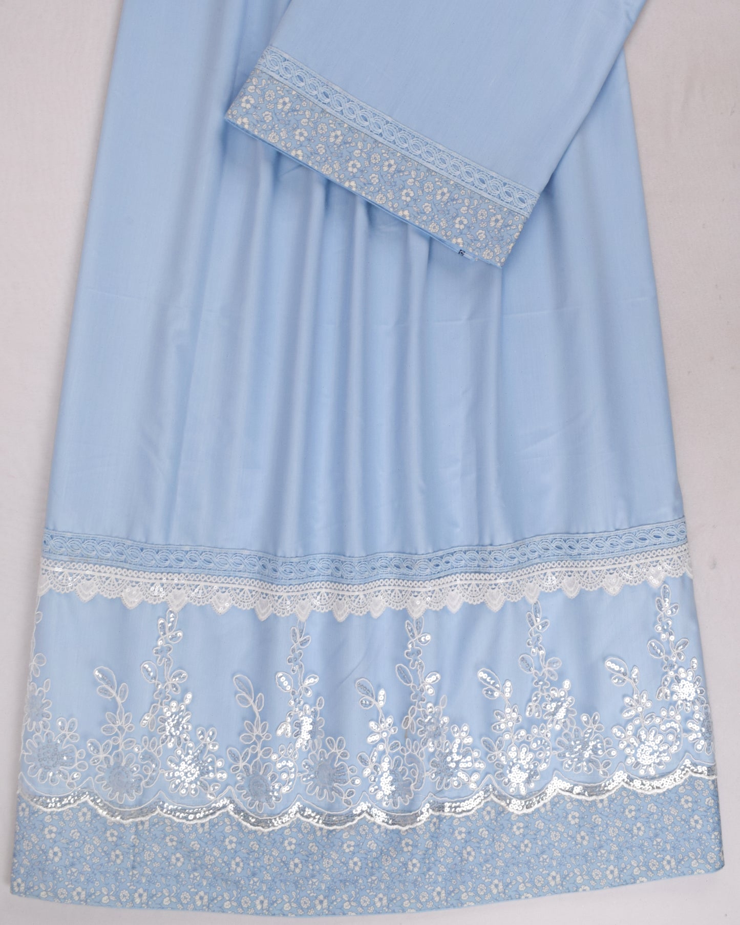 Powder Blue Rida With Smart Sequence Lace