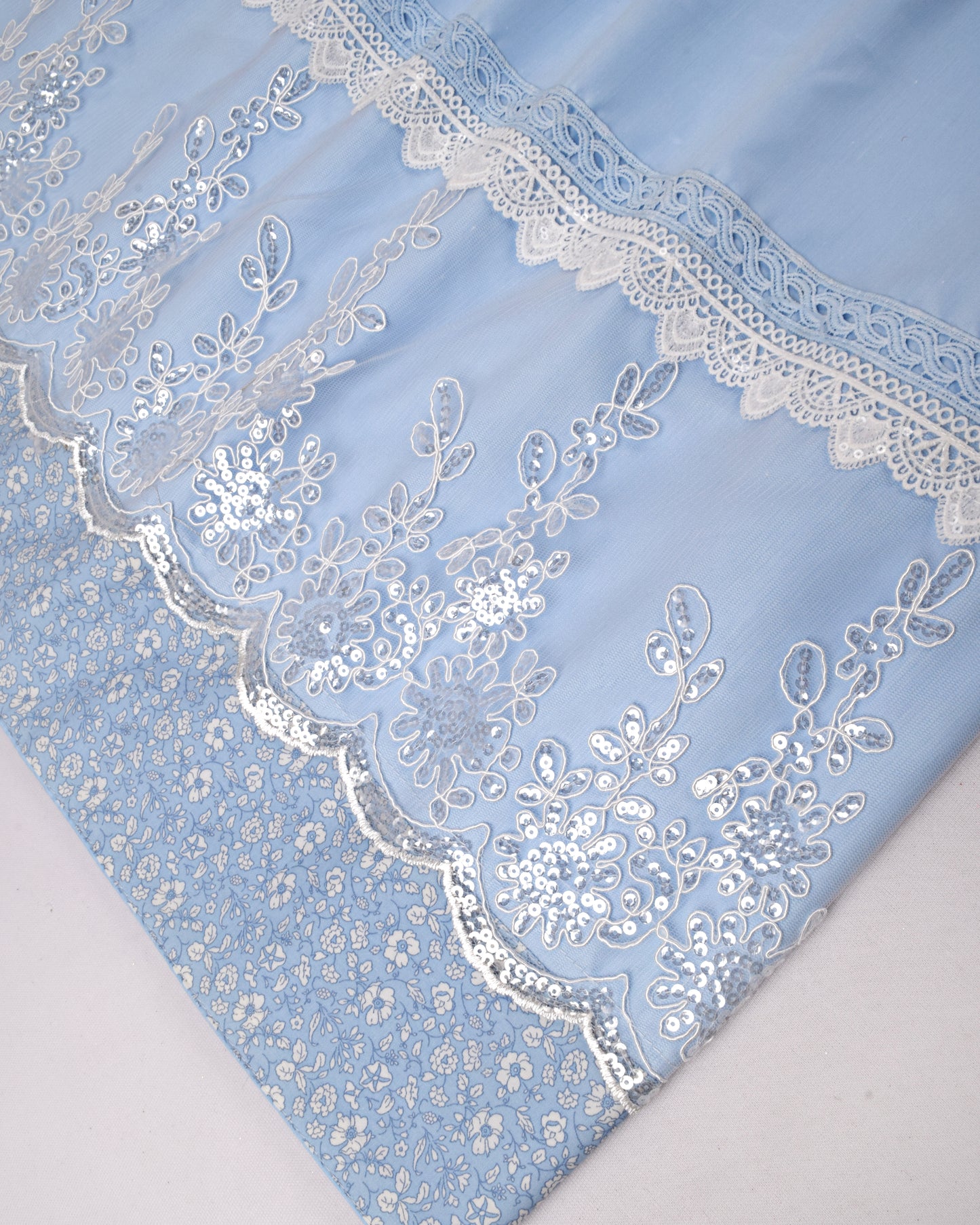 Powder Blue Rida With Smart Sequence Lace
