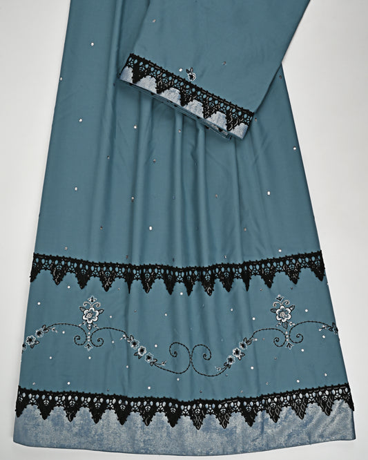 Dusty Teal Blue Rida With Smart Lace & Smart Floral TouchUp